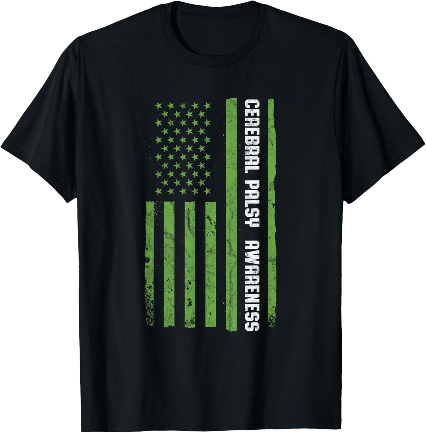 Cerebral Palsy Awareness Month American Flag CP T-Shirt - T-Shirt | Black