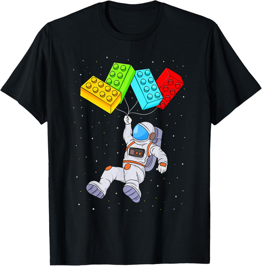 Space Astronaut Master Builder Boys Kids Building Blocks T-Shirt - T-Shirt | Black