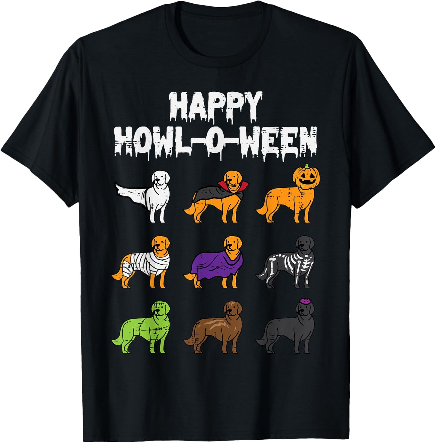 Halloween Dog Howl O Ween Golden Retriever Men Women Kids T-Shirt - T-Shirt | Black