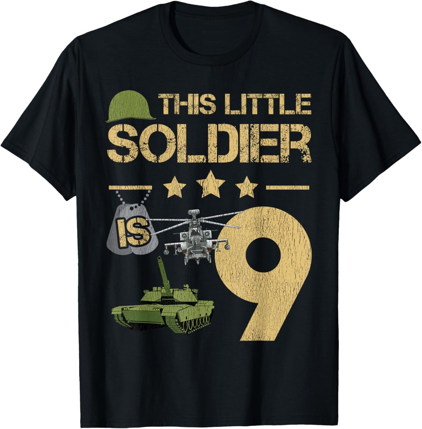 9 Year Old Soldier Birthday Boy 9th Birthday Kids Army Camo T-Shirt - T-Shirt | Black