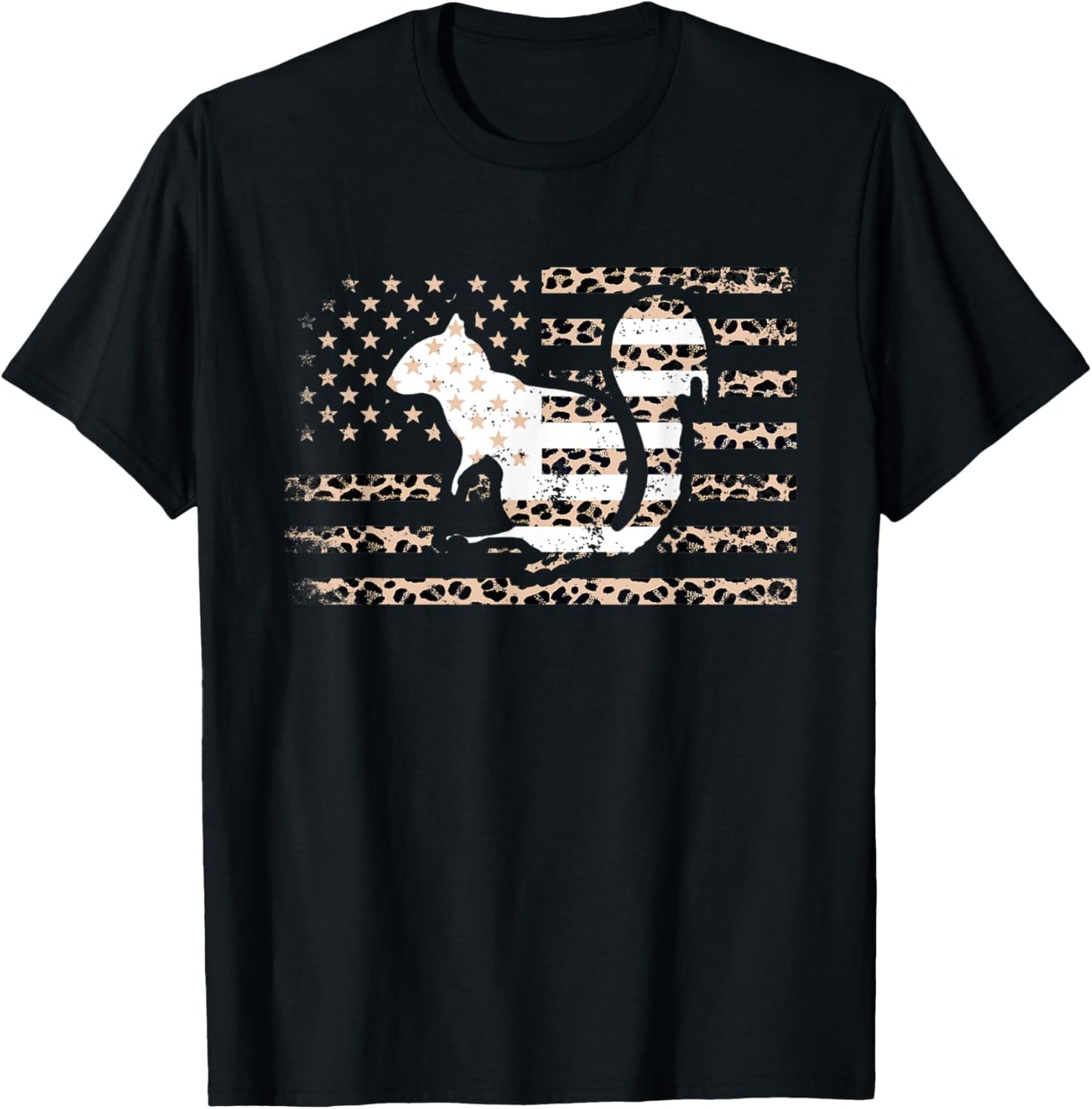 Squirrel American Flag Leopard Print US Flag Squirrel Lovers Kids Men T-Shirt - T-Shirt | Black
