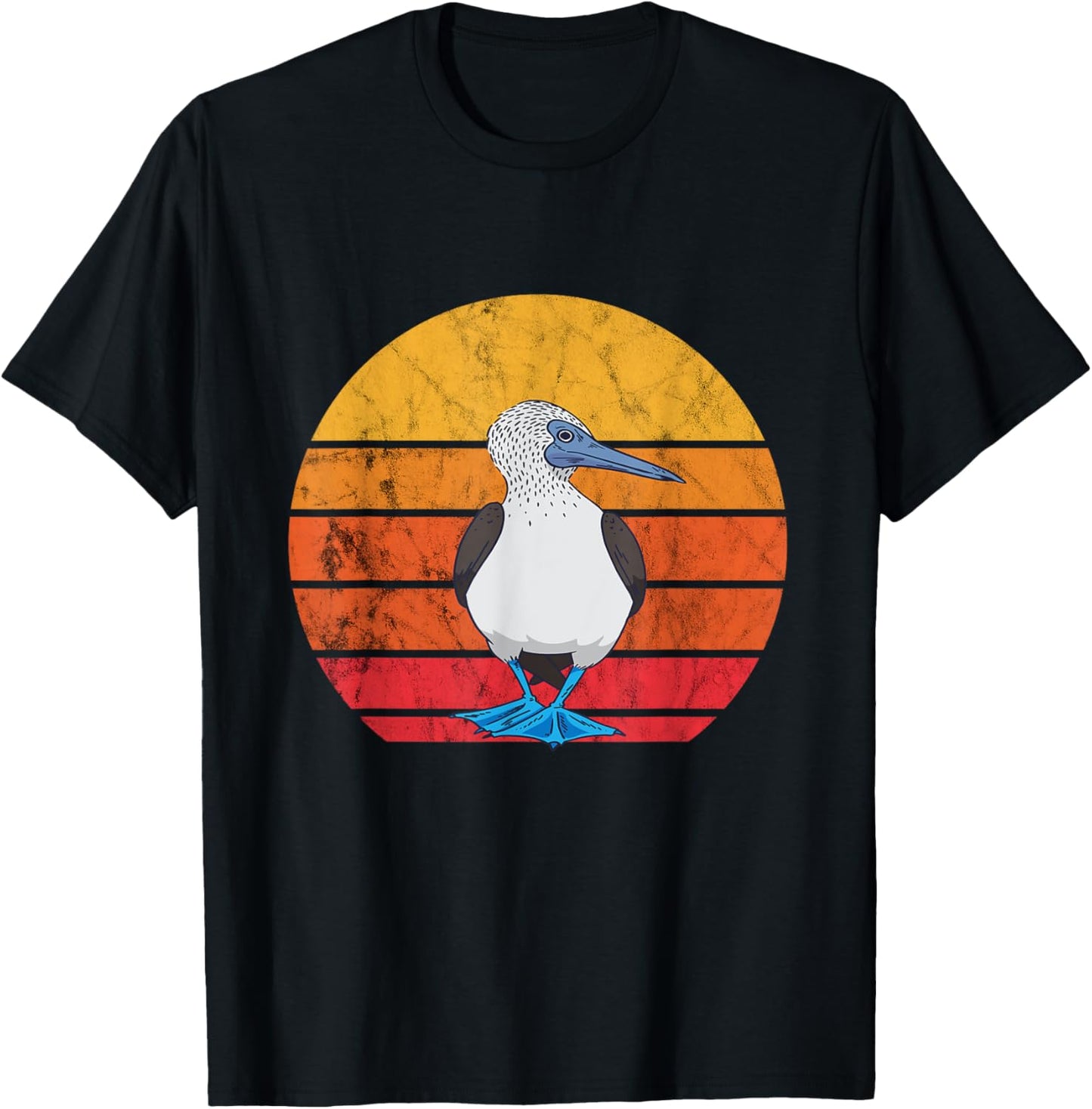 Blue Footed Boobies Tropical Sea Bird Retro Vintage Sunset T-Shirt - T-Shirt | Black
