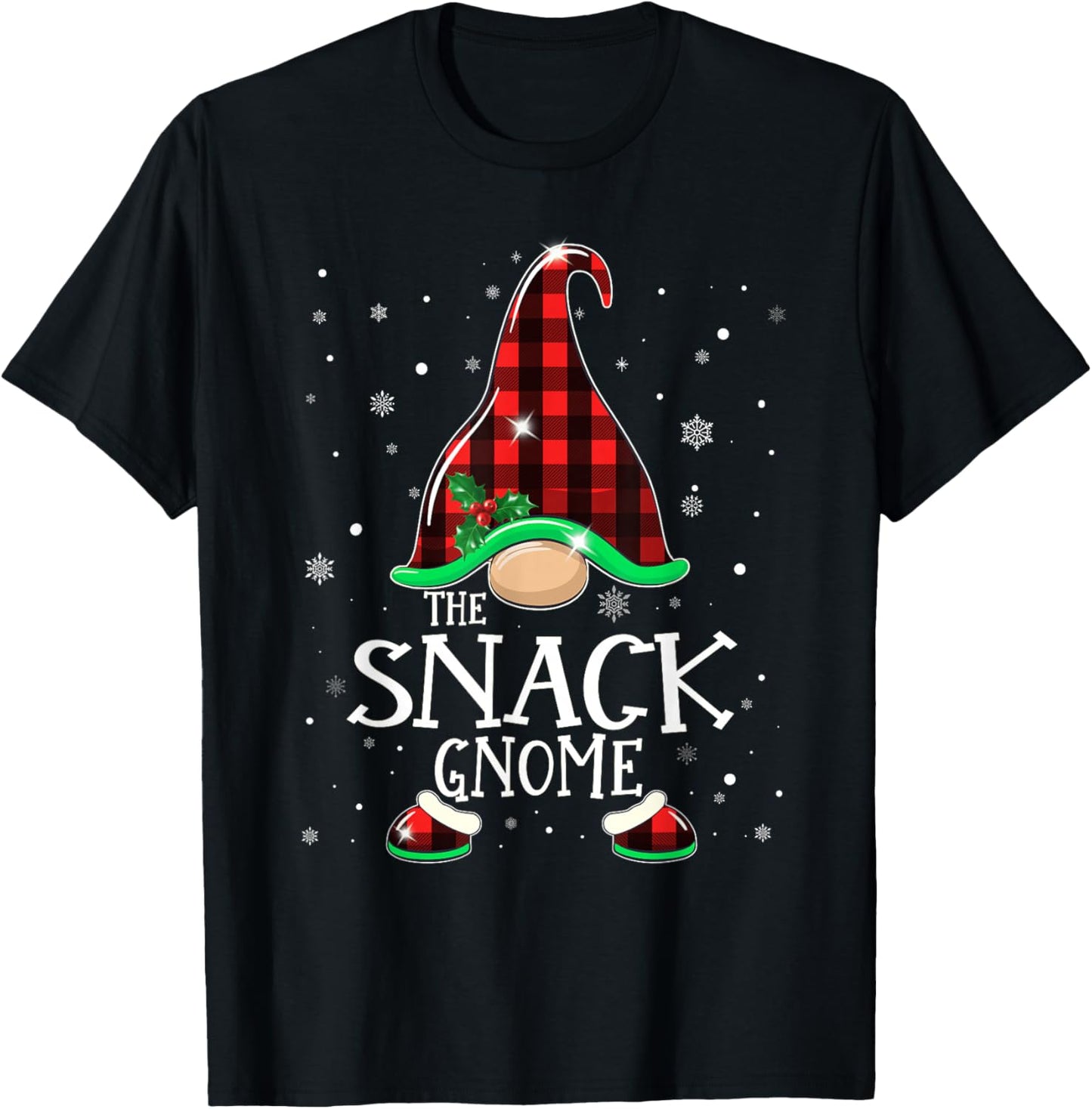 Funny The Snack Gnome Buffalo Matching Christmas Pajama T-Shirt - T-Shirt | Black