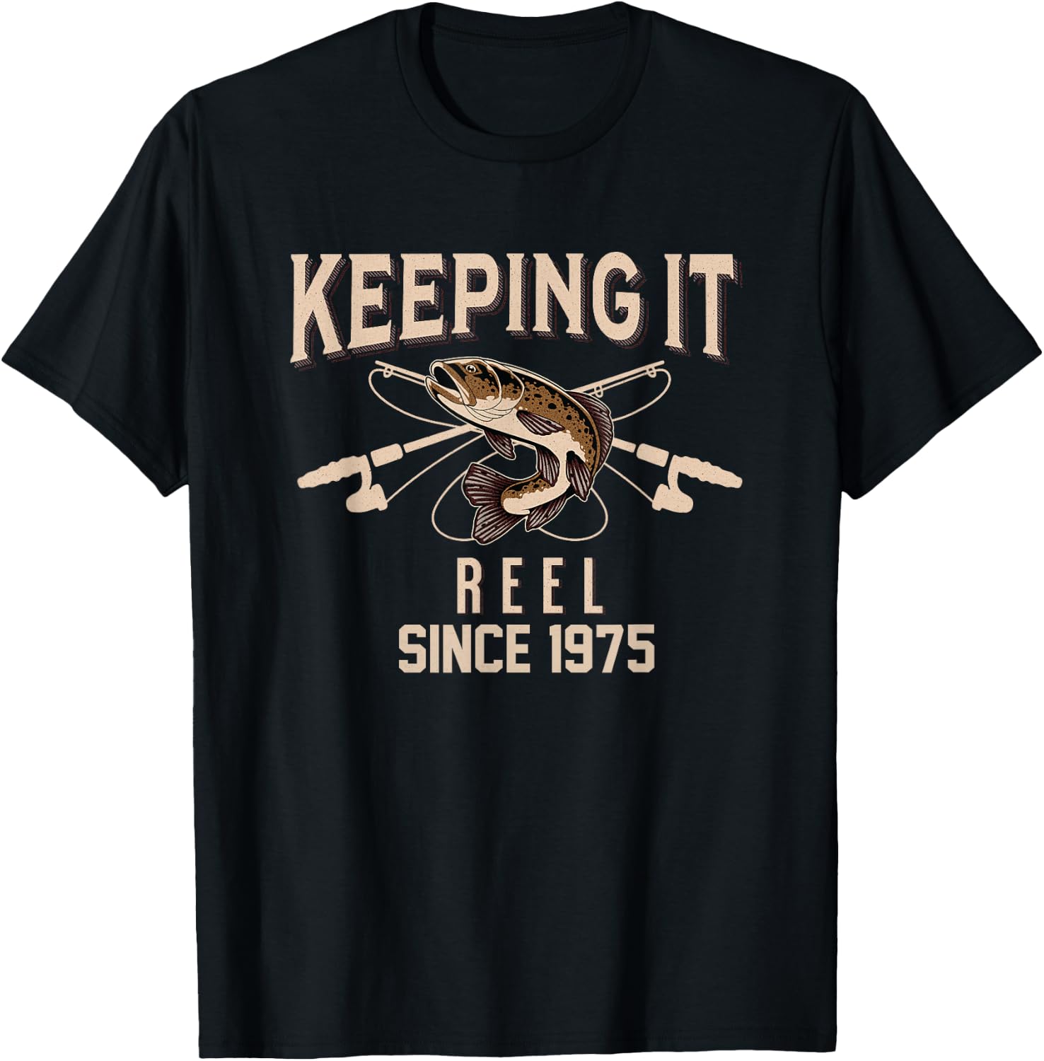 Keeping it reel since 1975, funny fishing bday T-Shirt - T-Shirt | Black
