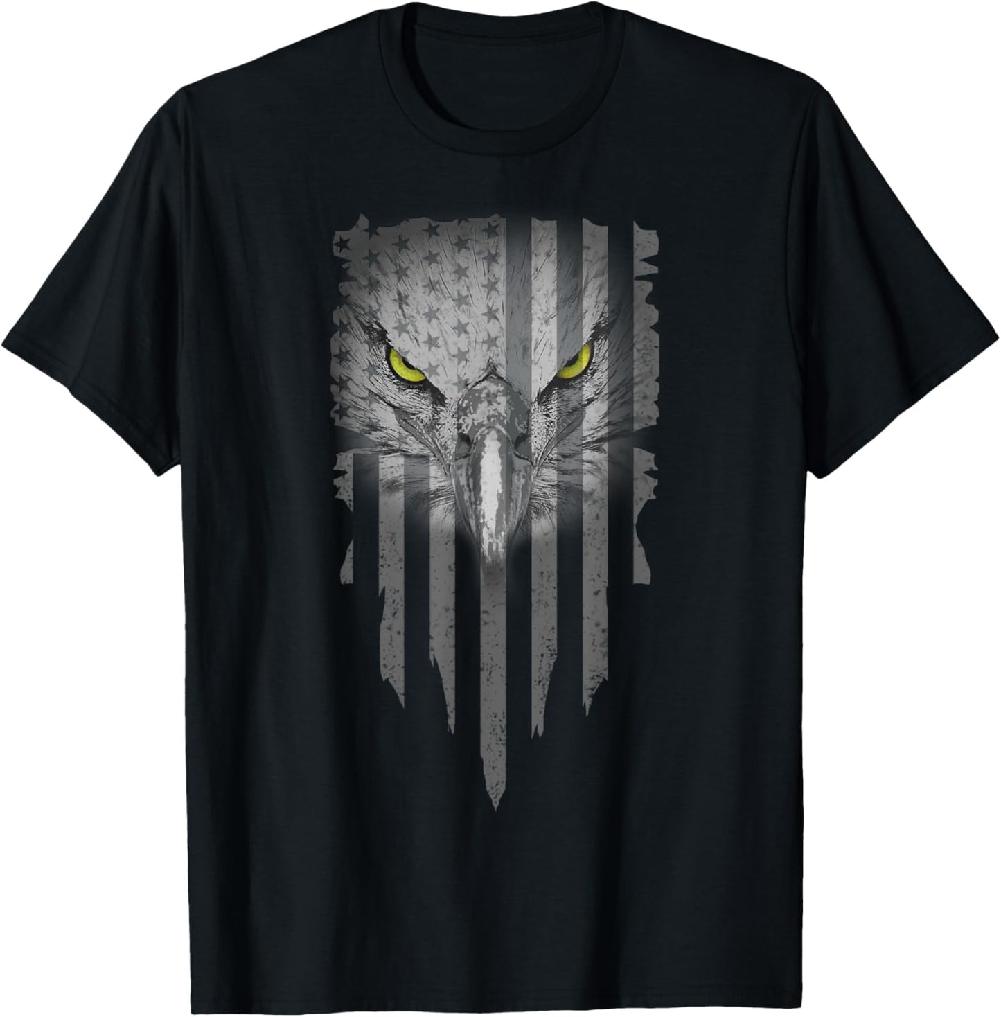 American Bald Eagle Eyes Design USA Flag Patriotic Women Girls Kids Men T-Shirt - T-Shirt | Black