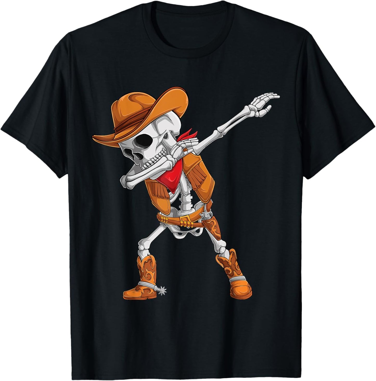 Dabbing Skeleton Cowboy Halloween Costume Kids Boys Men dab T-Shirt - T-Shirt | Black