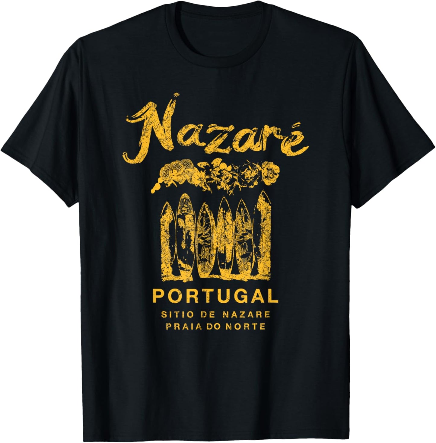 Nazare Portugal Surfing Vintage T-Shirt - T-Shirt | Black