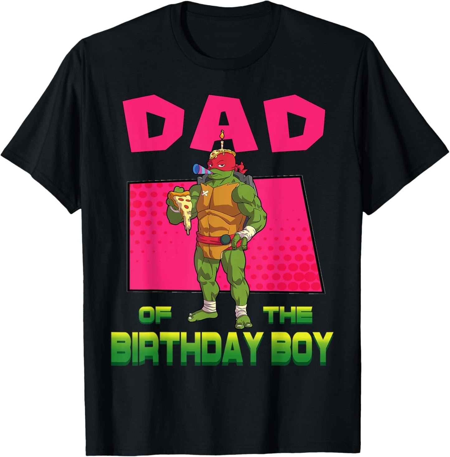 Mademark x Teenage Mutant Ninja Turtles - Raphael Daddy of the Birthday Boy Pizza Theme Party T-Shirt - T-Shirt | Black