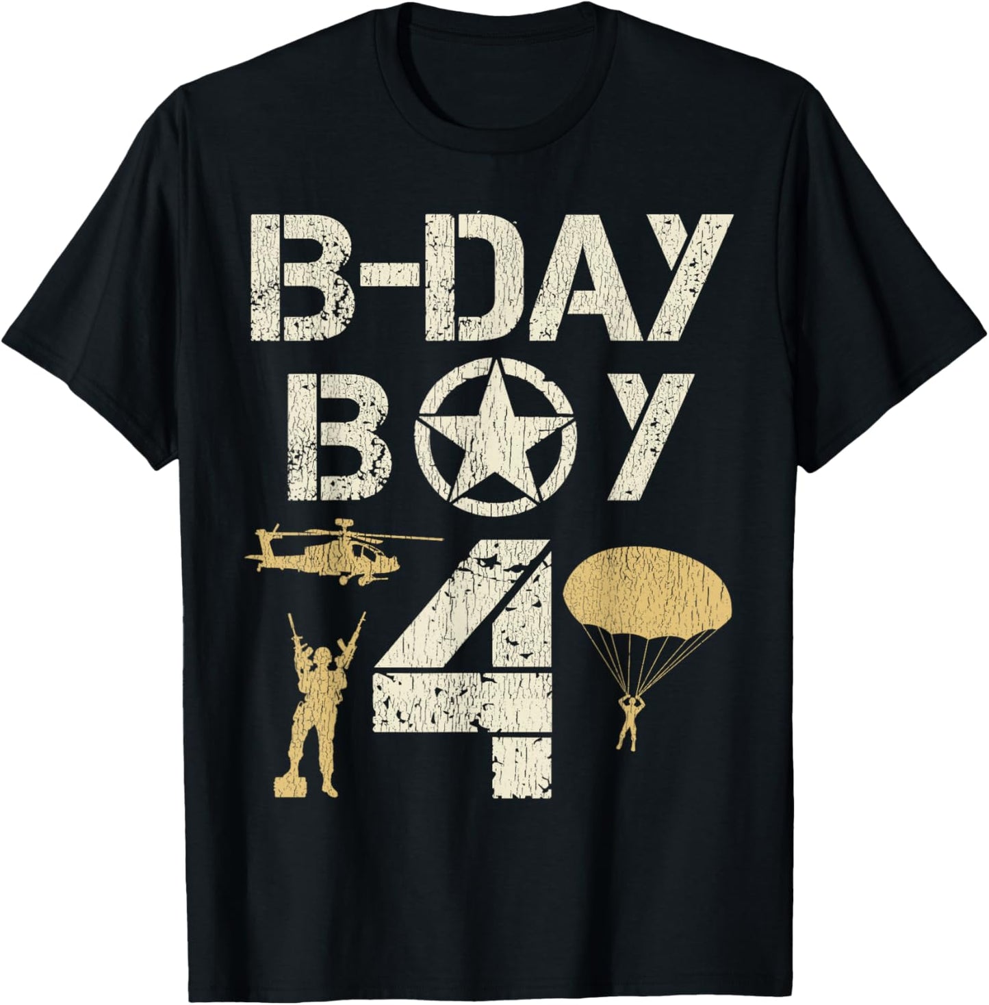 4 Year Old Soldier Birthday Boy 4th Birthday Kids Army Camo T-Shirt - T-Shirt | Black