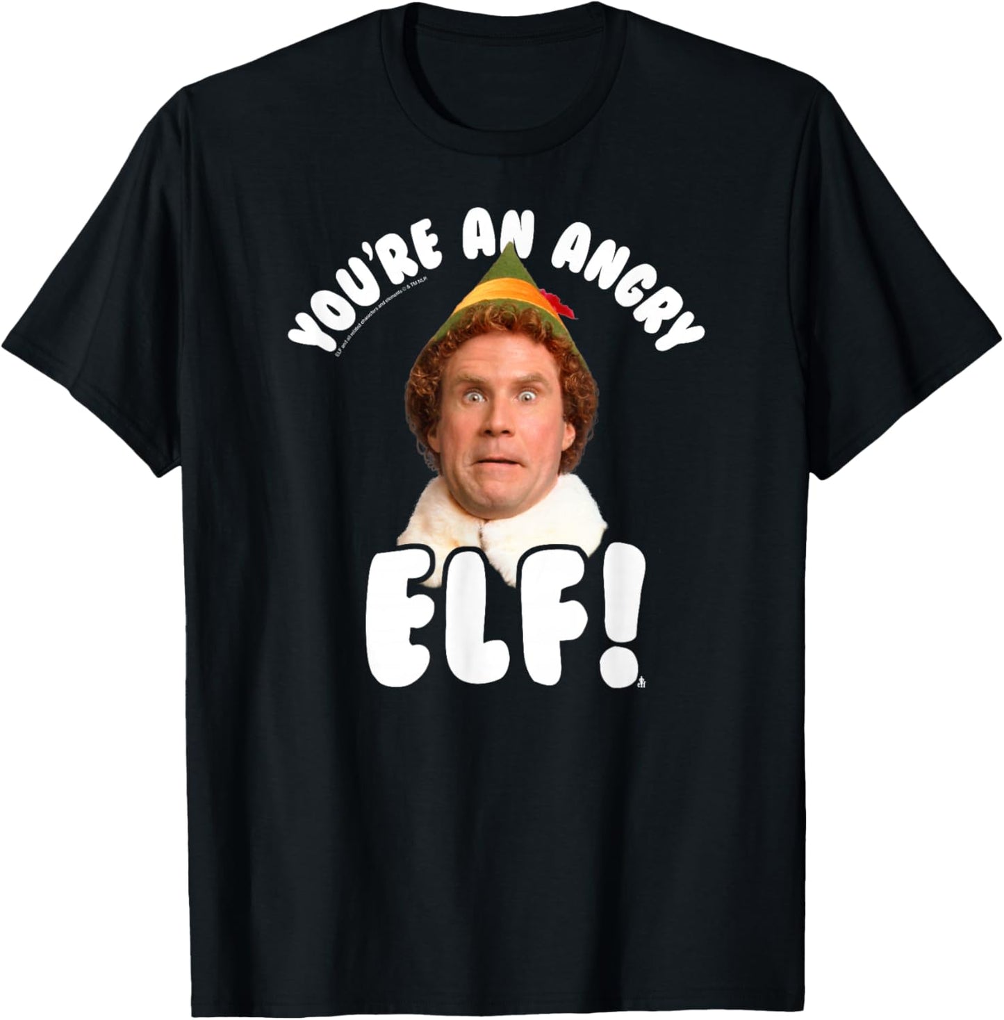 Elf You're an Angry Elf Funny Christmas Movie T-Shirt - T-Shirt | Black