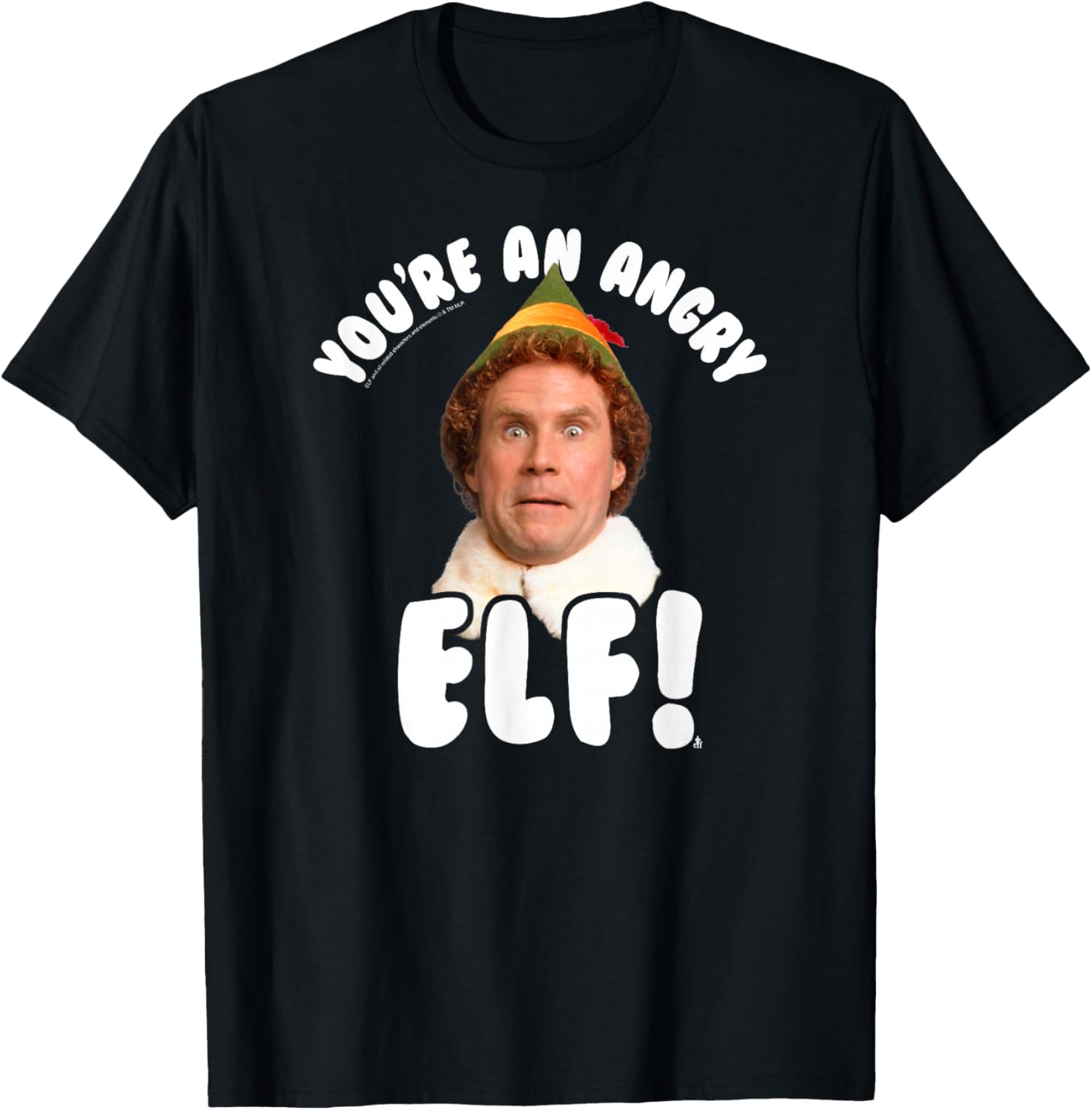 Elf You're an Angry Elf Funny Christmas Movie T-Shirt - T-Shirt | Black