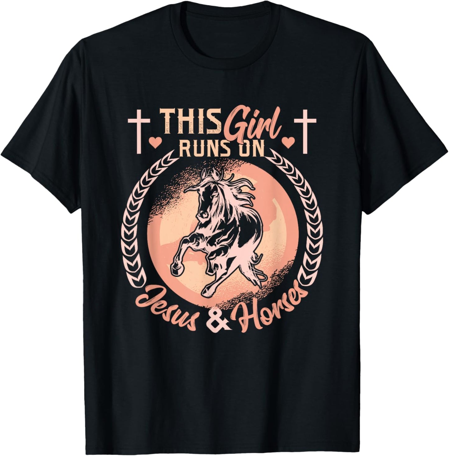 This Girl Runs On Jesus And Horses T-Shirt - T-Shirt | Black