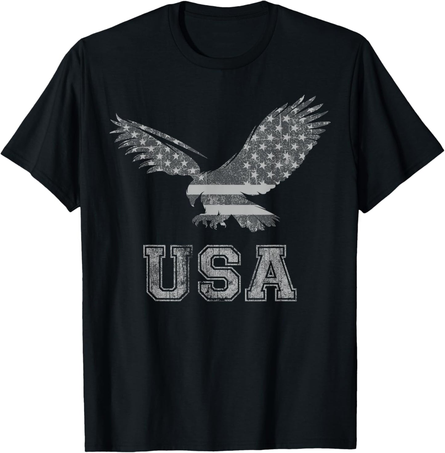 Scruffbag American Eagle Cool Distressed Flag USA Patriotic , -Adults, Black, Small, Short Sleeve, Classic Fit, Cotton, Polyester T-Shirt - T-Shirt | Black