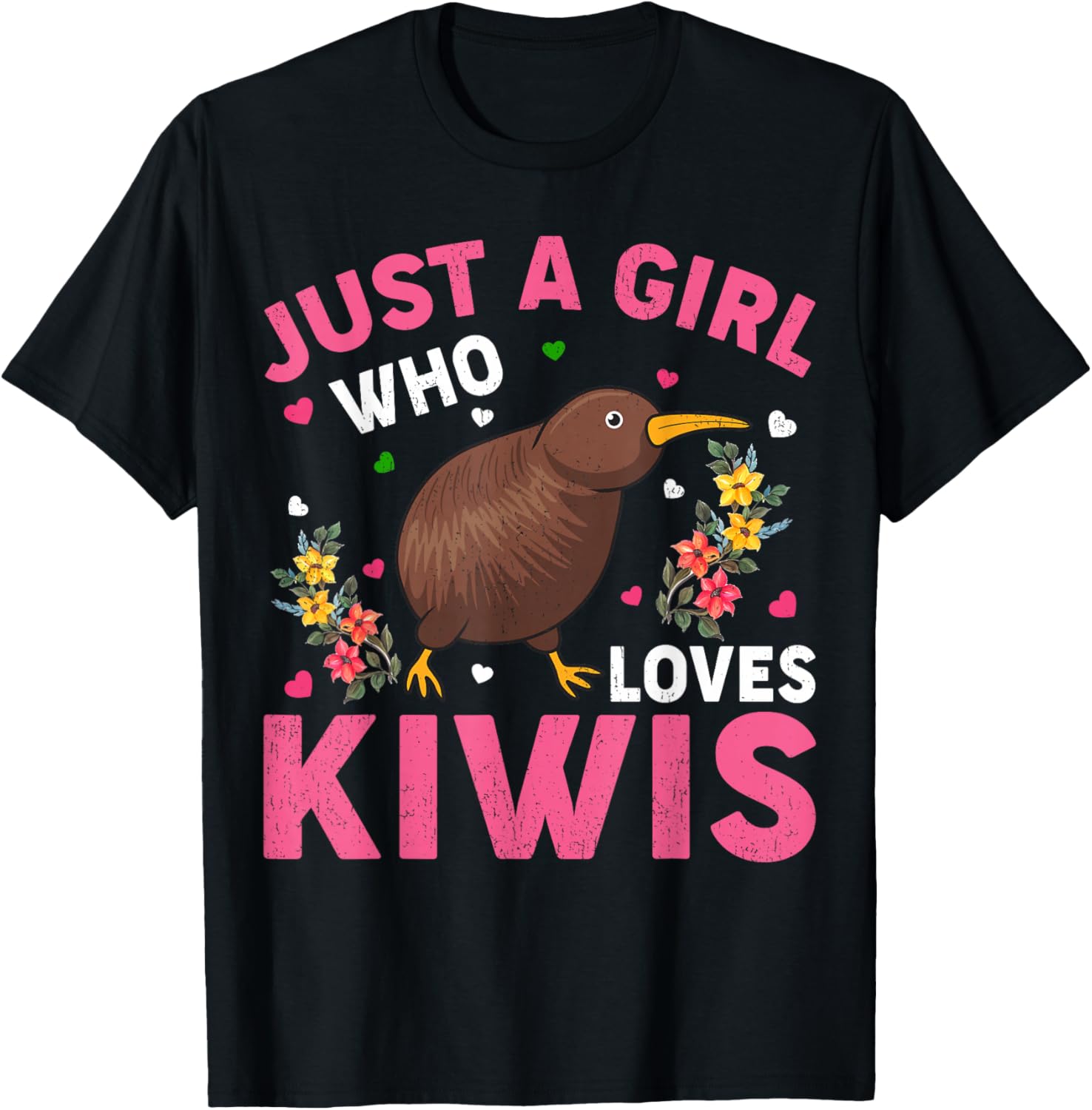 Kiwi Bird Lover Just A Girl Who Loves Kiwis T-Shirt - T-Shirt | Black
