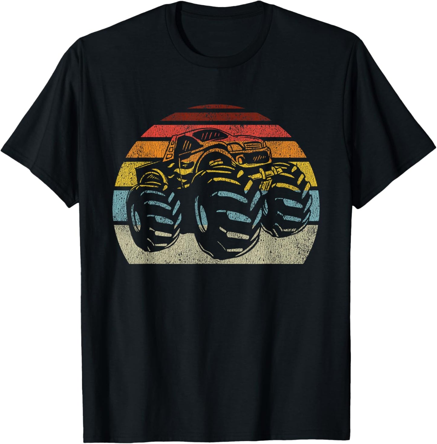 Monster Truck Vintage Retro Style Gift Men Women Boys Girls T-Shirt - T-Shirt | Black
