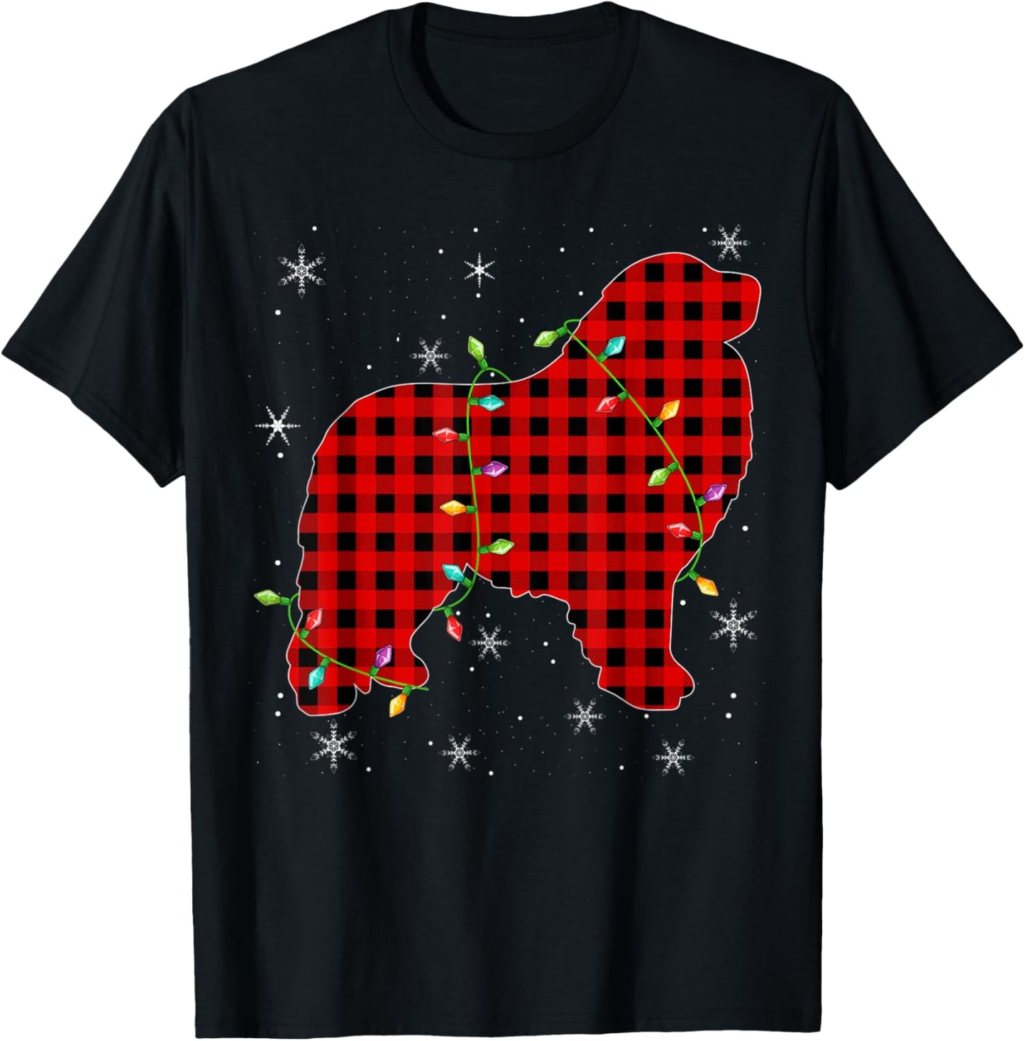 Buffalo Plaid Matching Great Pyrenees Dog Christmas Pajama T-Shirt - T-Shirt | Black