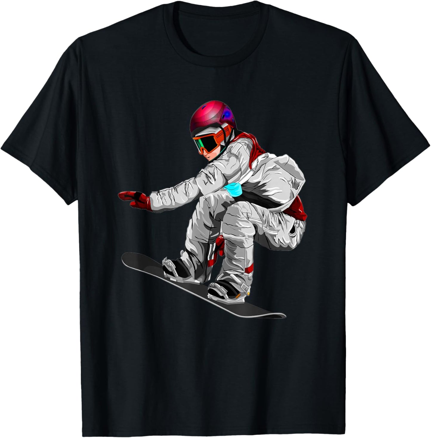 Kids Snowboard Novelty Winter Snowboarding Youth Men Boys T-Shirt - T-Shirt | Black