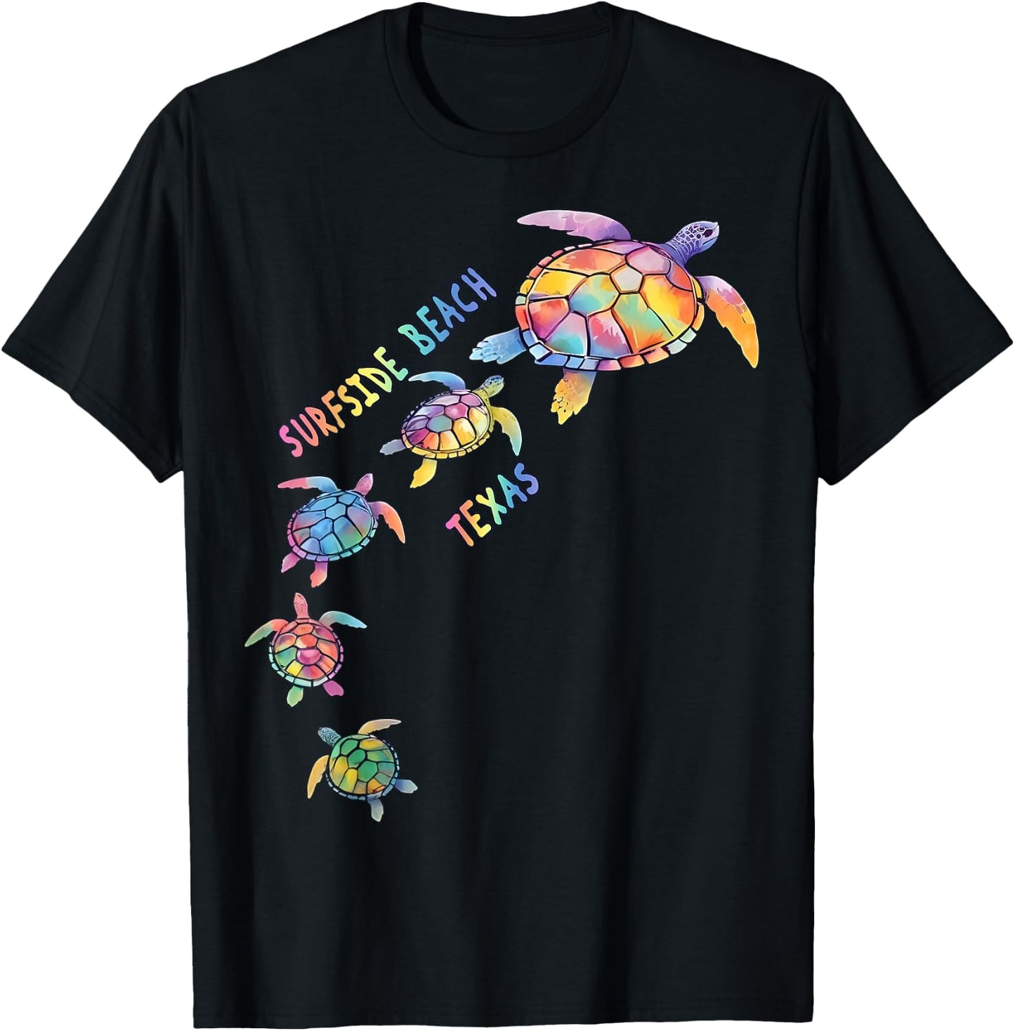 Surfside Beach Texas Sea Turtle Lover Beach Men Women Kids T-Shirt - T-Shirt | Black