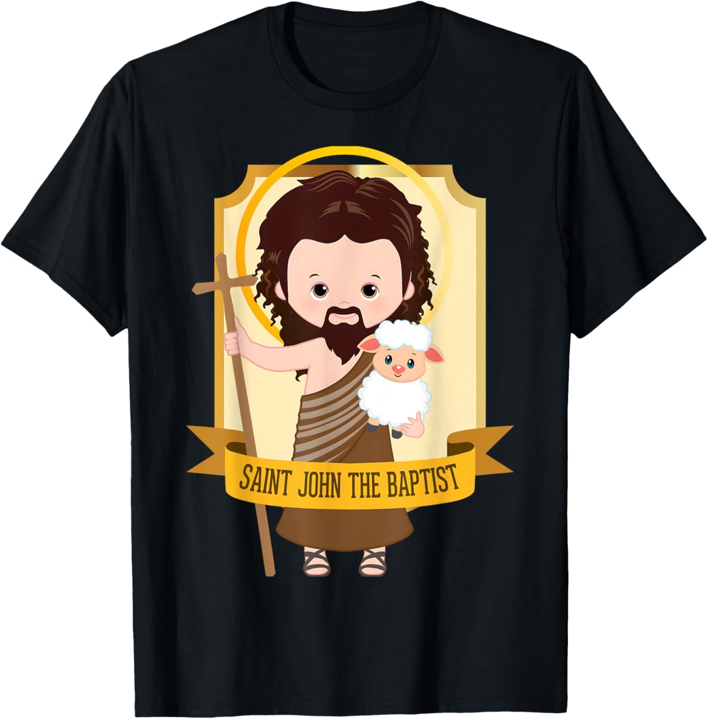 Saint John the Baptist Bible Gospel Cute Catholic Saint Kids T-Shirt - T-Shirt | Black