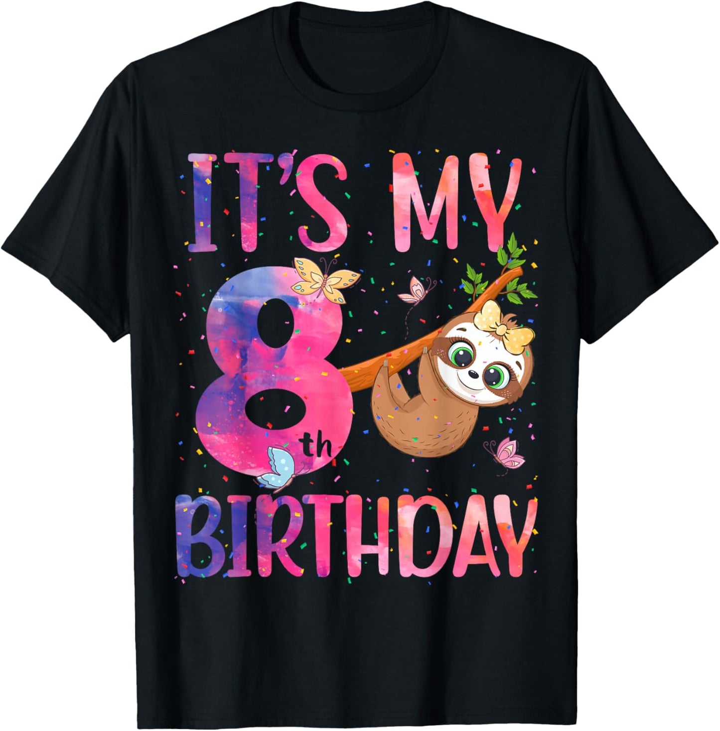 It's My 8th Birthday Eighth Anniversary 8 Year Old Bday T-Shirt - T-Shirt | Black