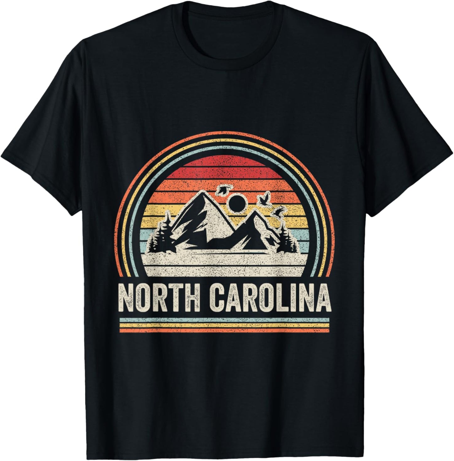 Retro Vintage North Carolina NC Mountains T-Shirt - T-Shirt | Black