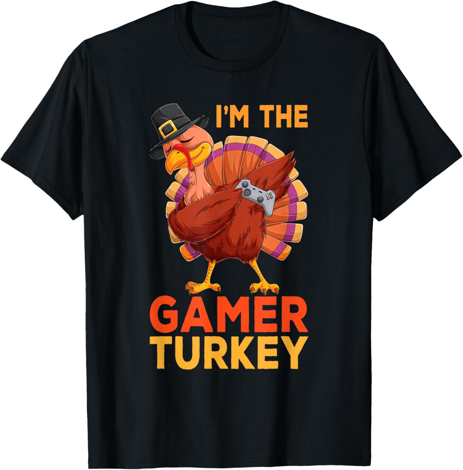 I'm The Gamer Dabbing Turkey Thanksgiving Gamer Kids Boys T-Shirt - T-Shirt | Black