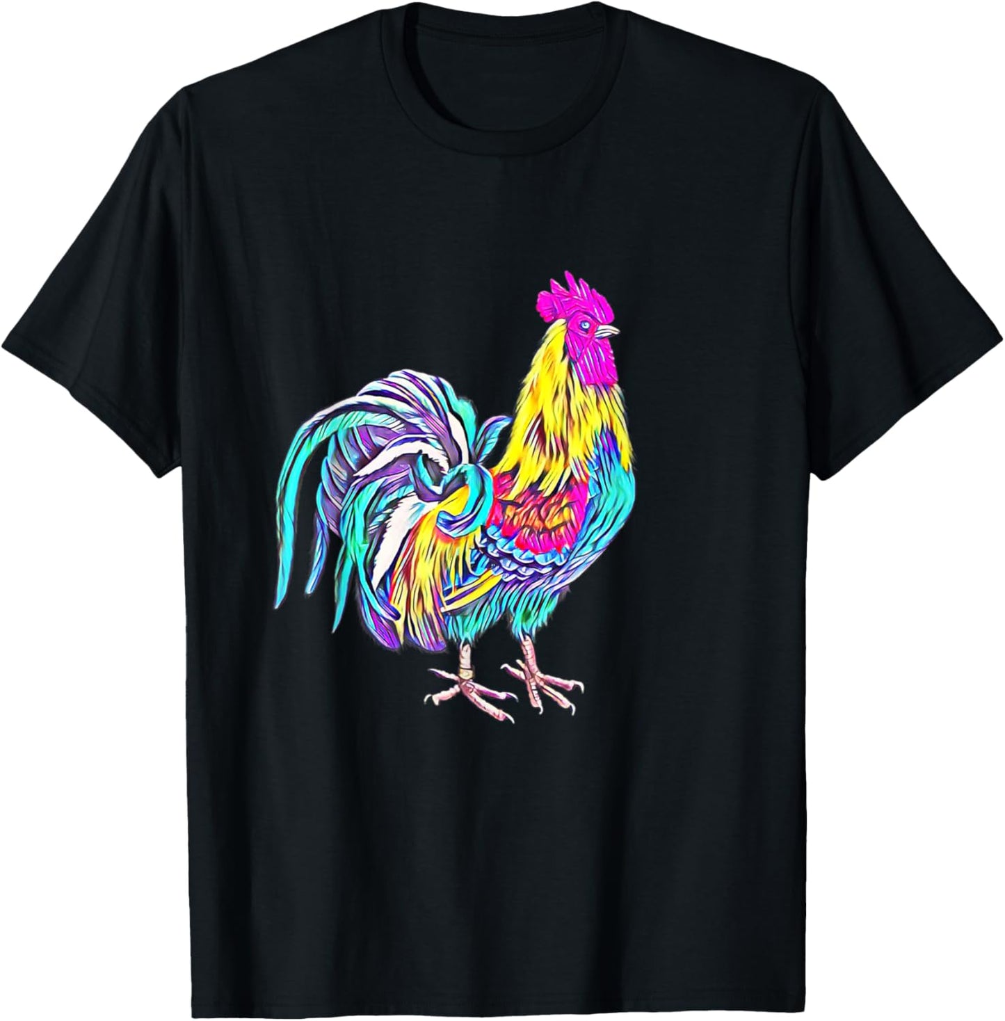 Rooster Chicken Farmer colorful Farm Animals Chickens T-Shirt - T-Shirt | Black