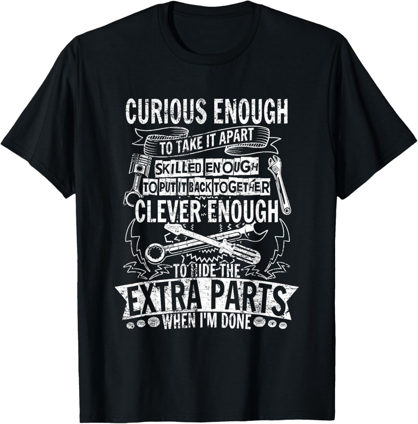 Curious enough to take it apart Wheel Auto Engine Garage T-Shirt - T-Shirt | Black