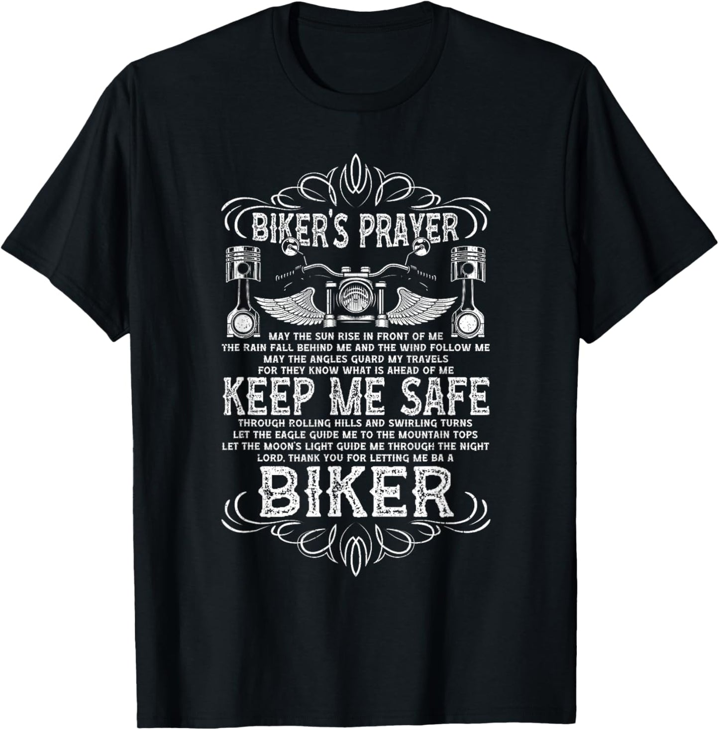Bikers Prayer Vintage Motorcycling Biker T-Shirt - T-Shirt | Black