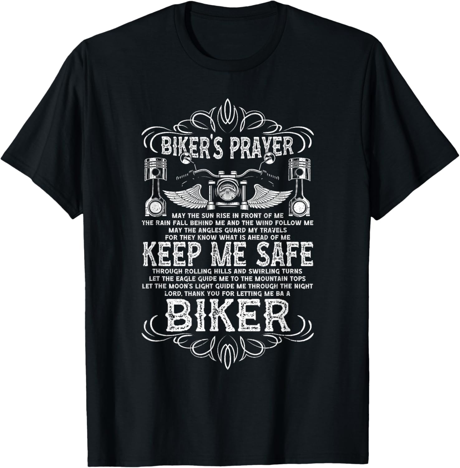 Bikers Prayer Vintage Motorcycling Biker T-Shirt - T-Shirt | Black