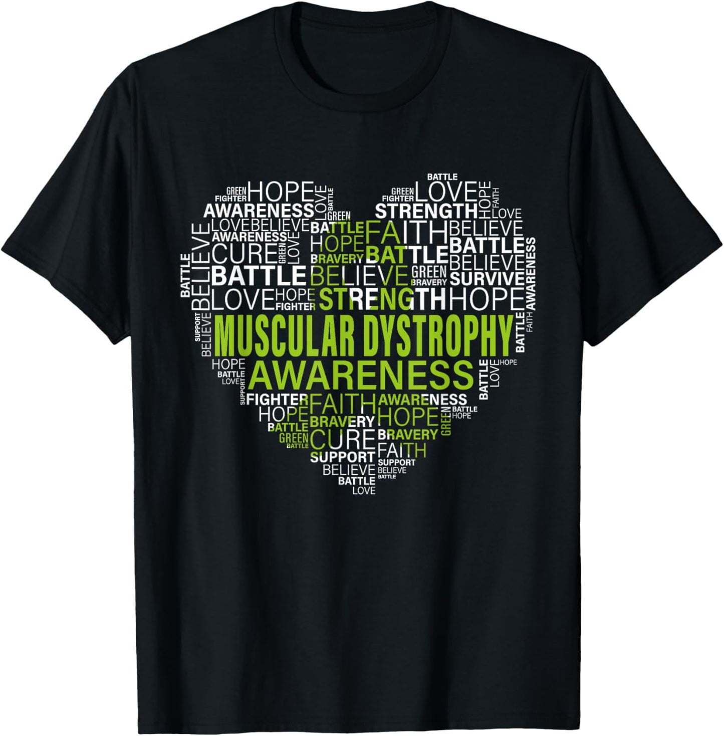 Muscular Dystrophy Awareness Hope Support Strong Warrior T-Shirt - T-Shirt | Black