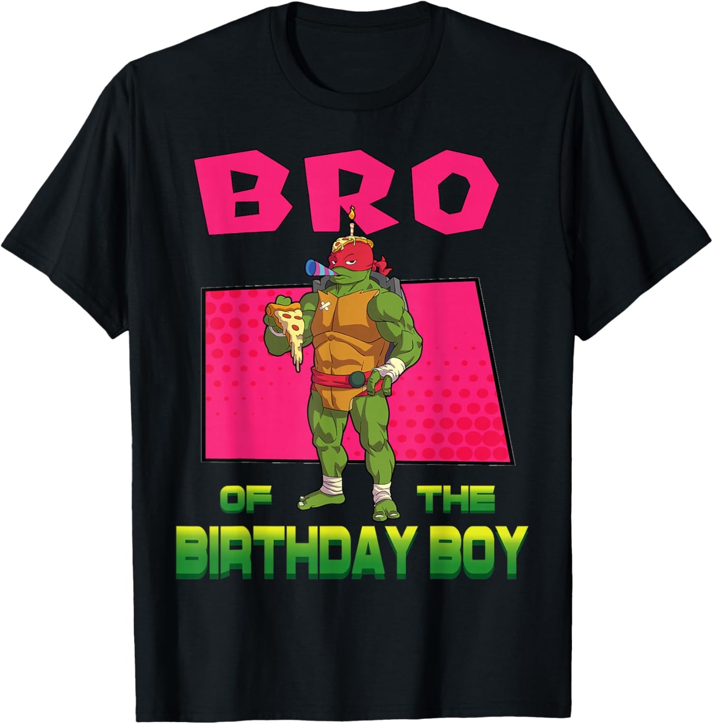 Mademark x Teenage Mutant Ninja Turtles - Raphael Brother of the Birthday Boy Pizza Theme Party T-Shirt - T-Shirt | Black