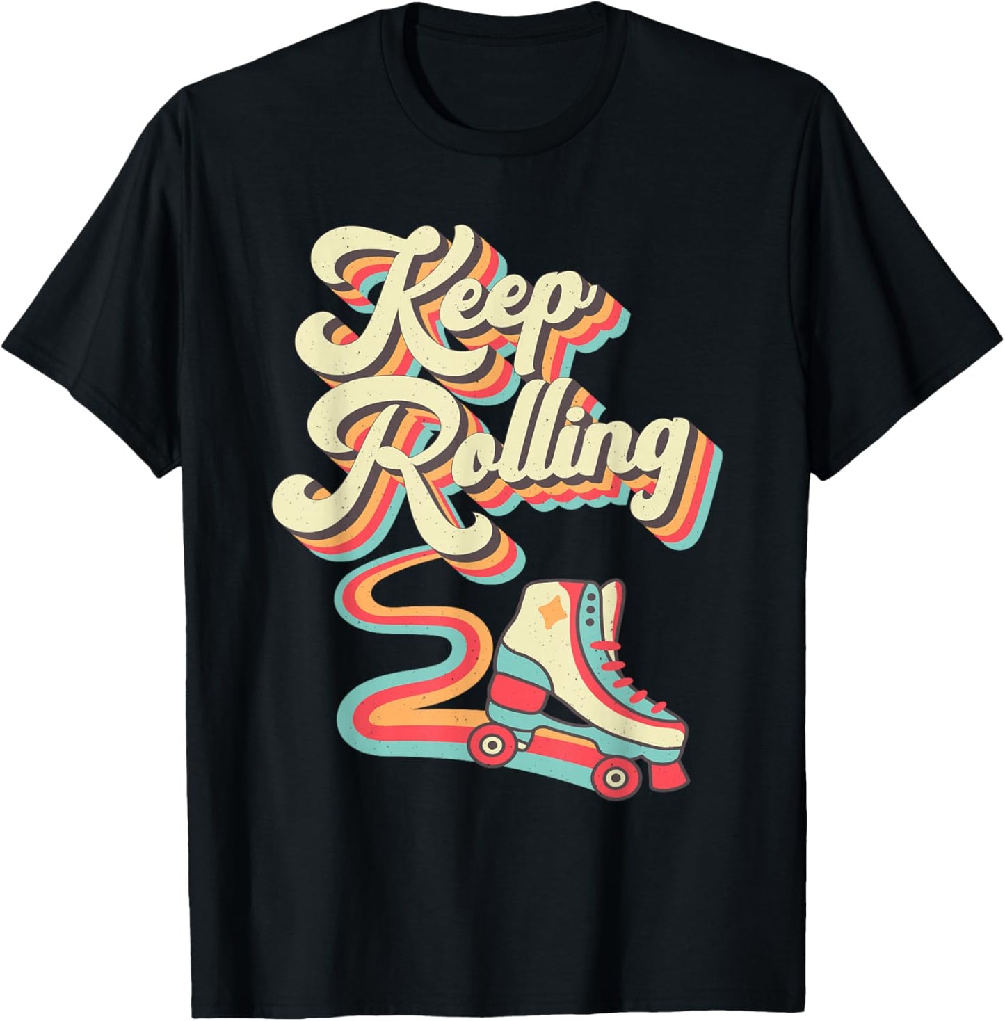 Cool Roller Skating Skate Girl 1970S Retro T-Shirt - T-Shirt | Black