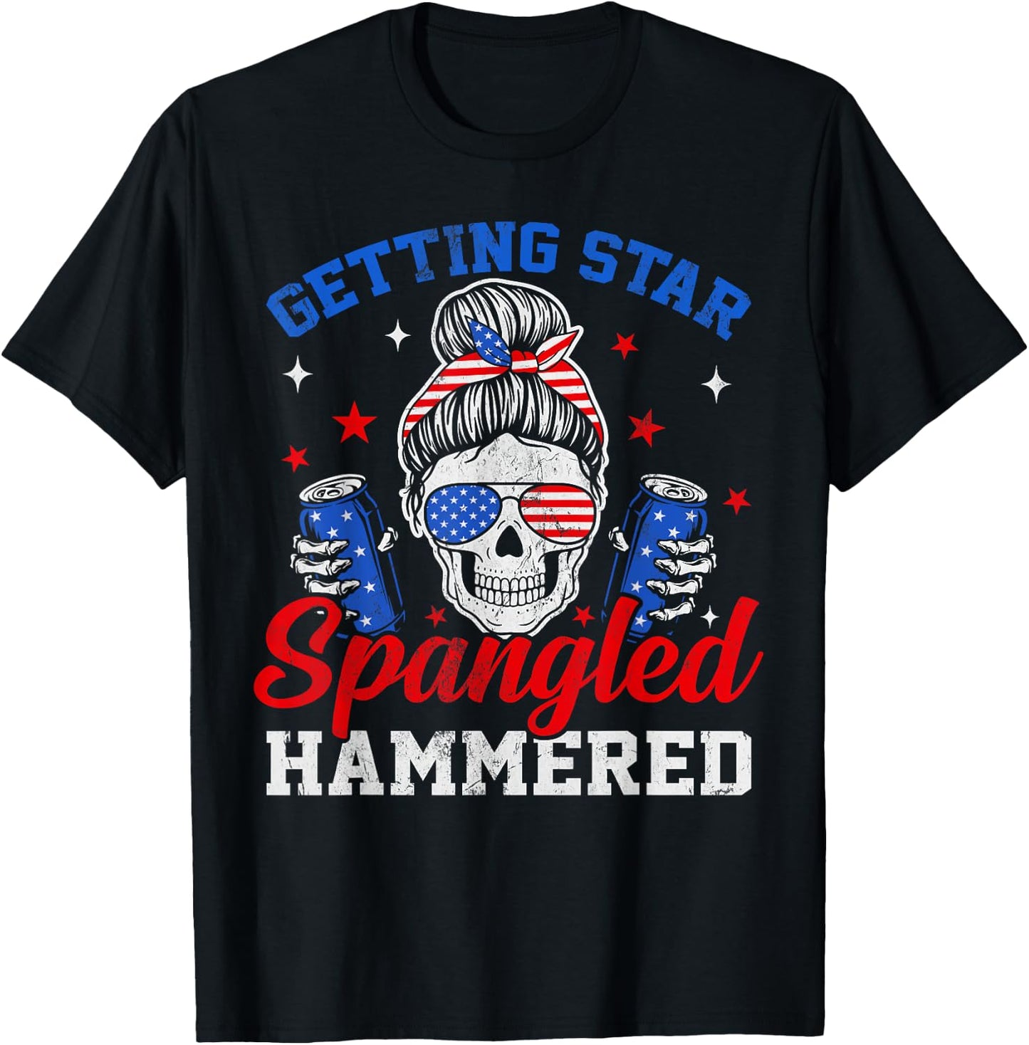 Retro Getting Star Spangled Hammered America 4th Of July T-Shirt - T-Shirt | Black