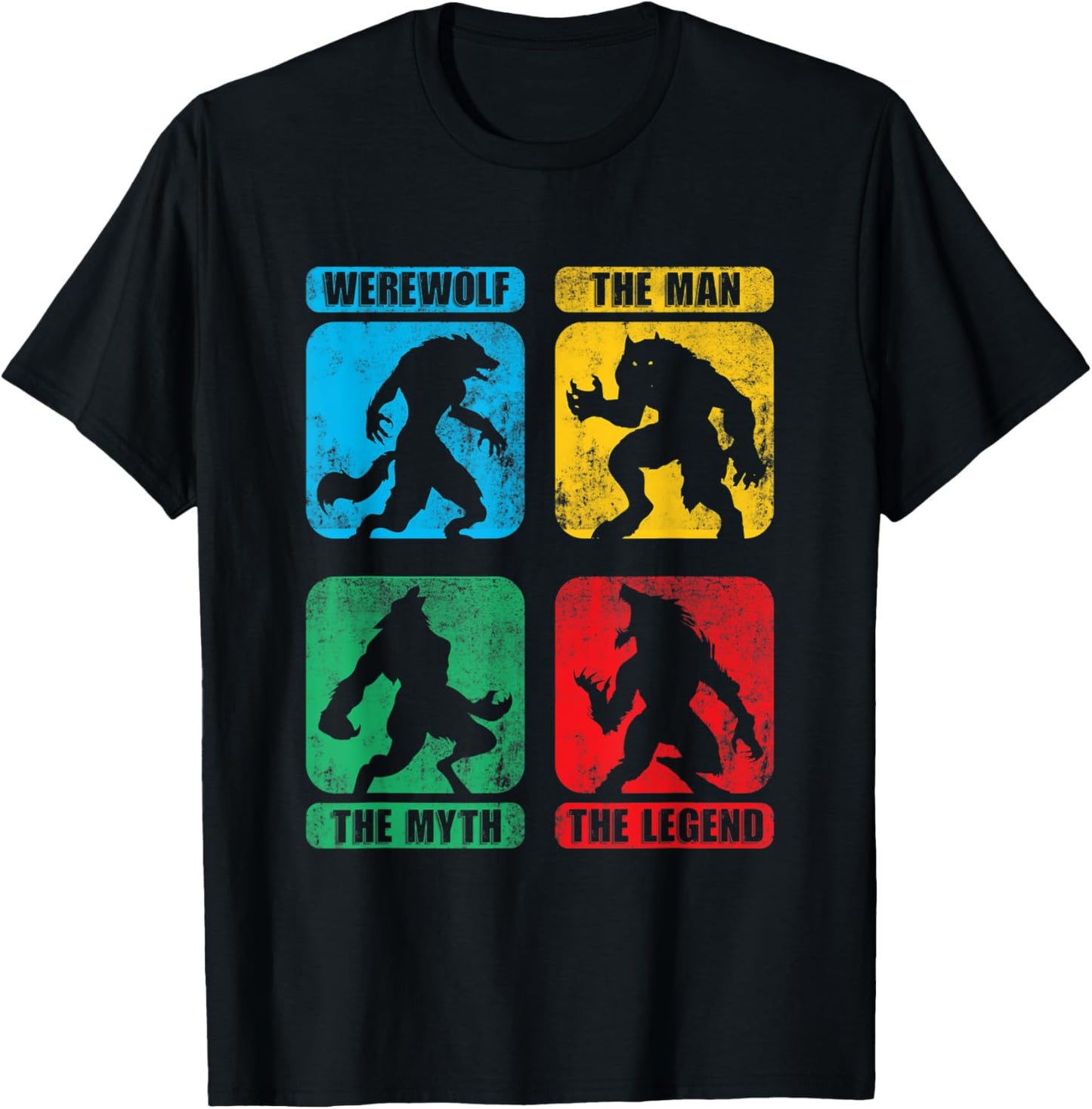 Werewolf The Man The Myth The Legend 4 Box Design T-Shirt - T-Shirt | Black