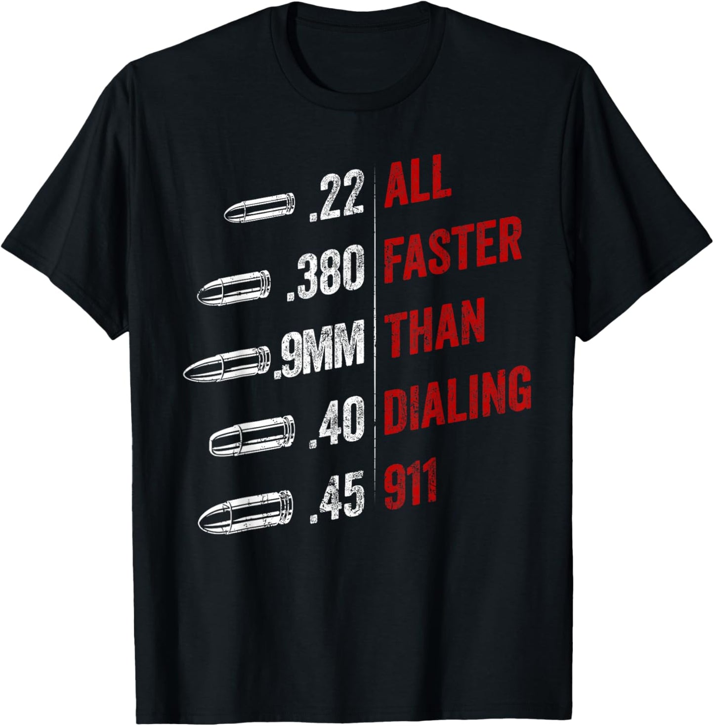 All Faster Than Dialing 911 American Flag Bullet Gun Lovers T-Shirt - T-Shirt | Black