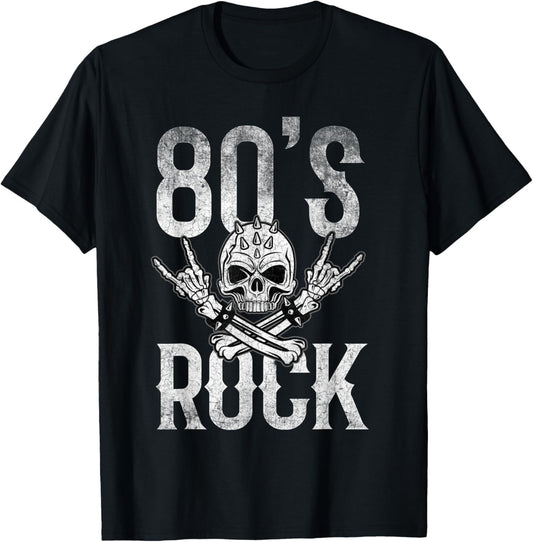 80s Rock and Roll Vintage Distressed Music Guitar Band T-Shirt - T-Shirt | Black