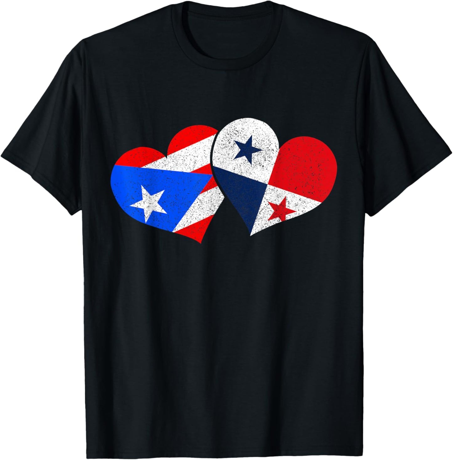 Puerto Rico & Panama Heart Pride Heritage Puerto Rican Flag T-Shirt - T-Shirt | Black