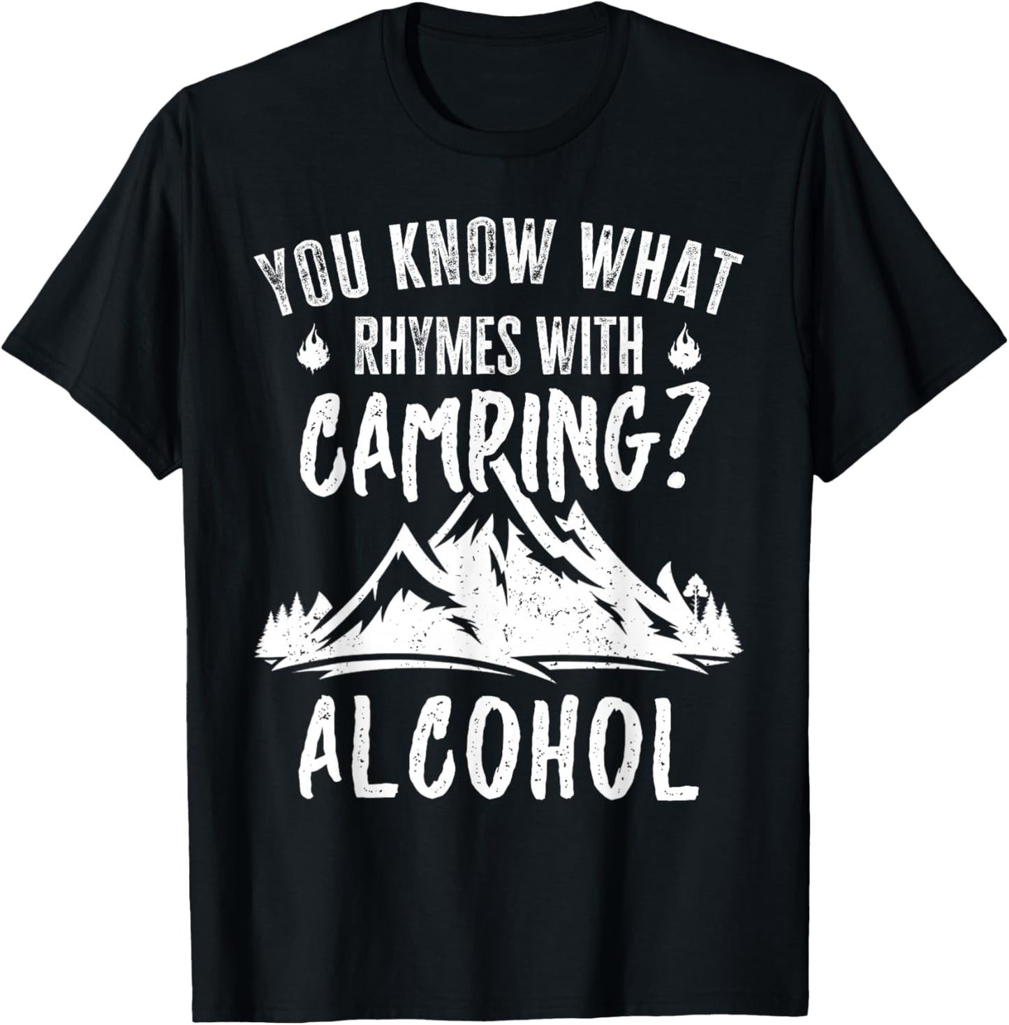 You Know What Rhymes With Camping Alcohol Vintage Funny T-Shirt - T-Shirt | Black