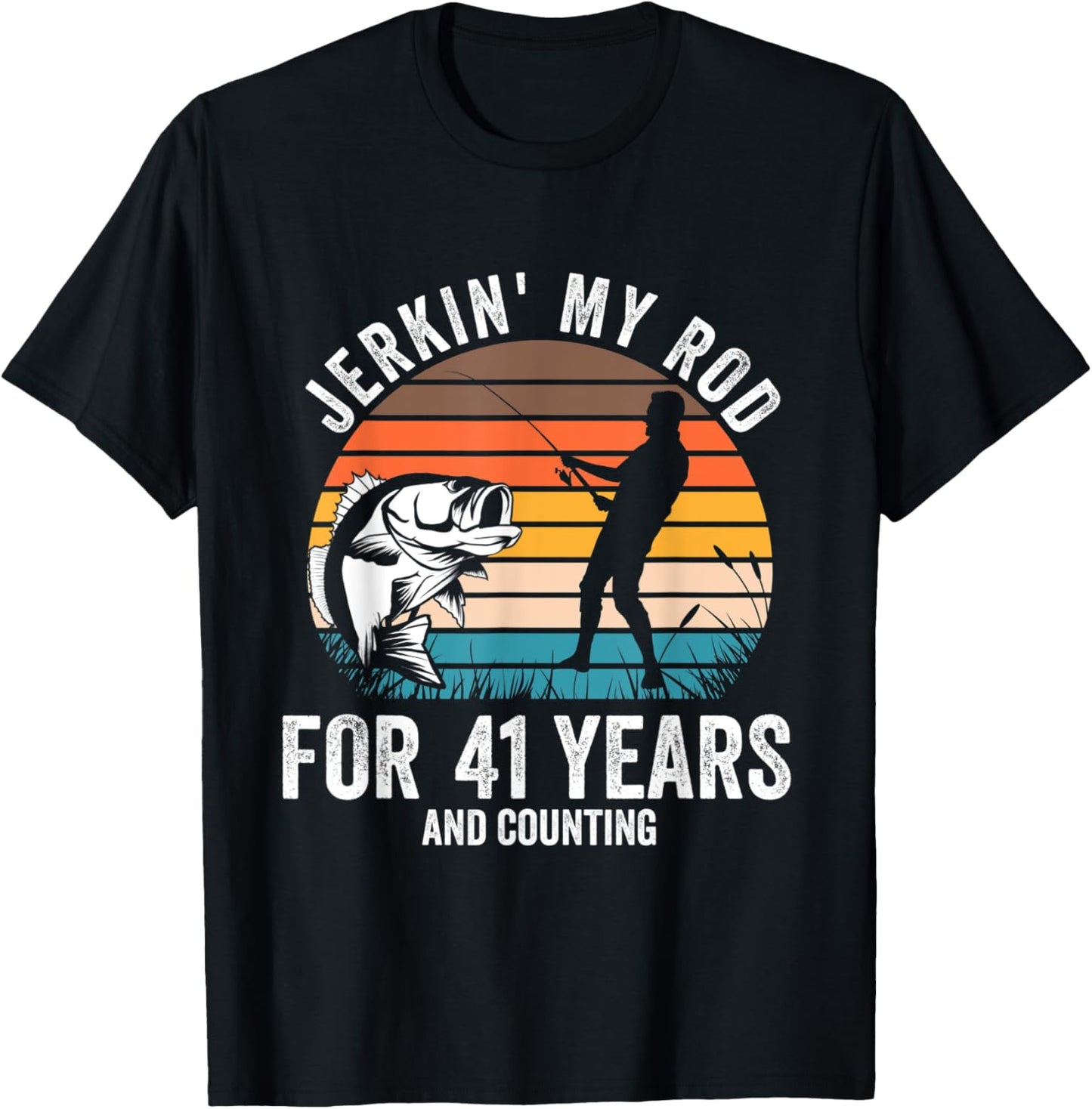 41st Birthday Gift Fisherman Men Funny Fishing 41 Bday T-Shirt - T-Shirt | Black
