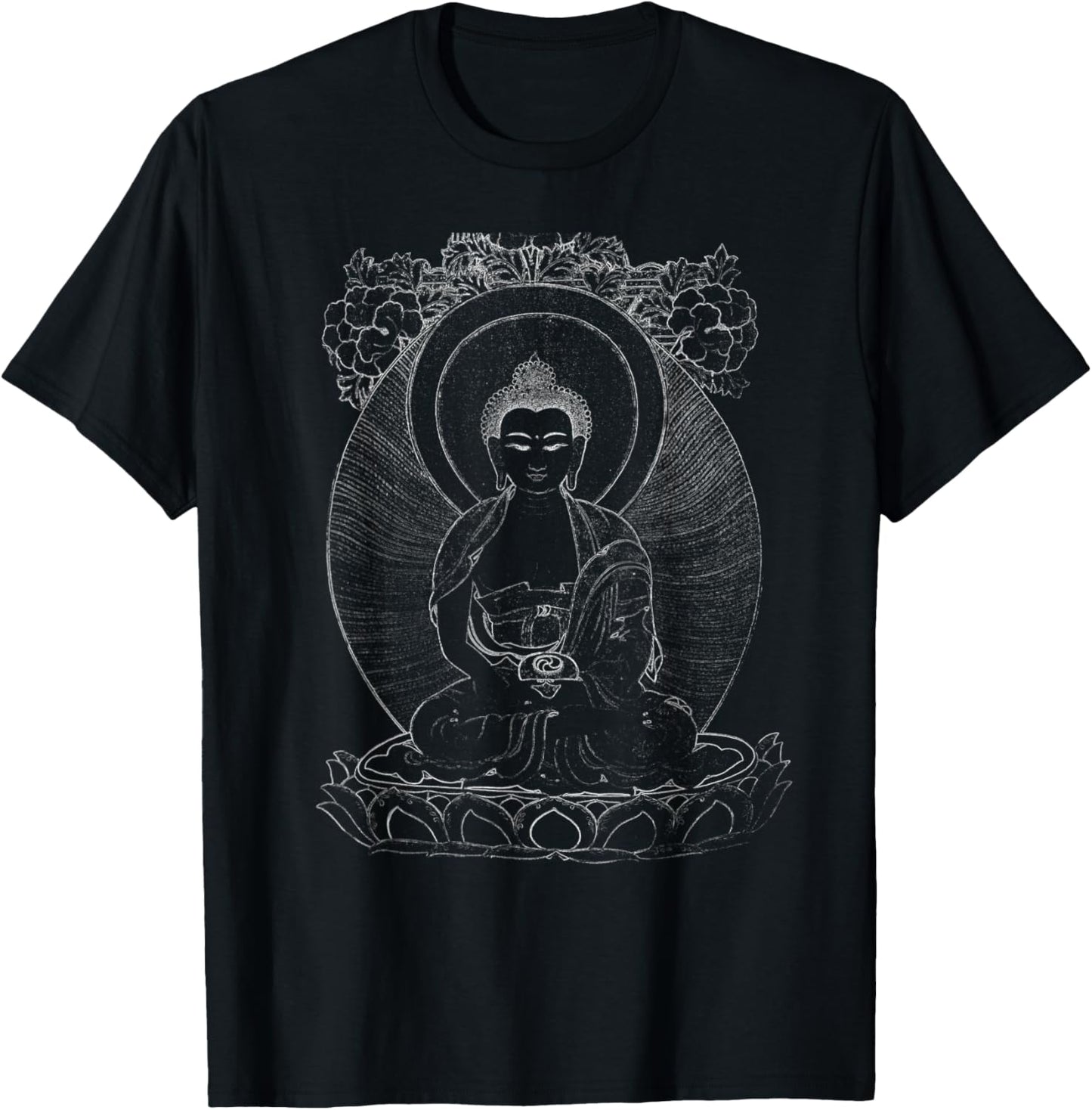 Amitabha Buddha Vajrayana Mantra Tibetan Buddhism T-Shirt - T-Shirt | Black