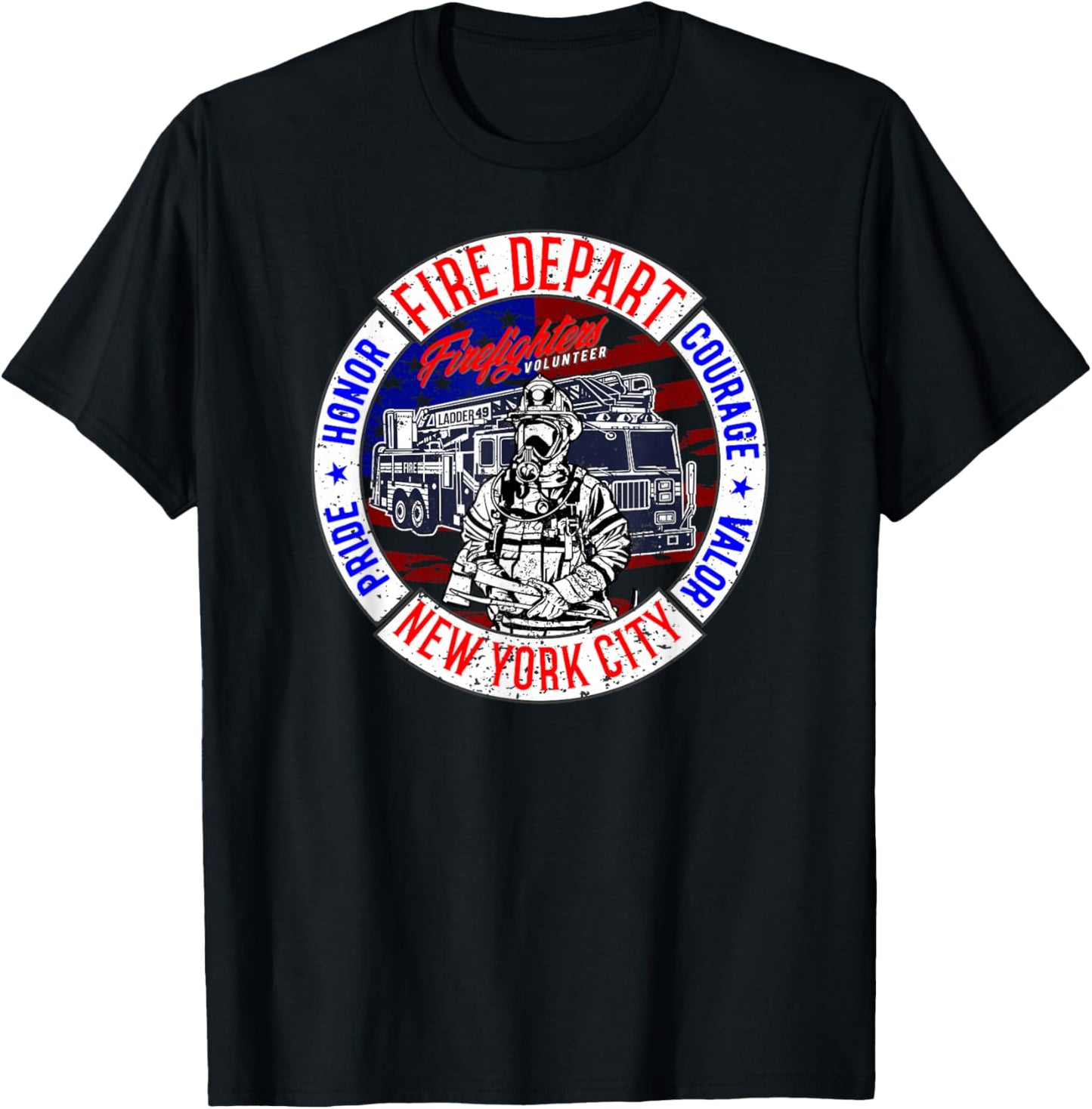 Firefighter Truck Gear Fire Department New York Firefighters T-Shirt - T-Shirt | Black