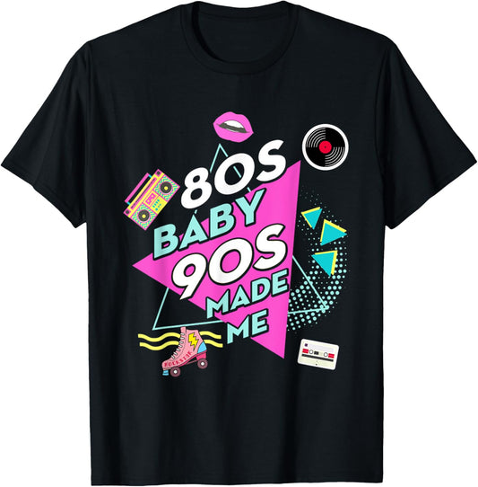 1980s 80's Baby 1990s 90's Outfit Costume Retro Party Theme T-Shirt - T-Shirt | Black