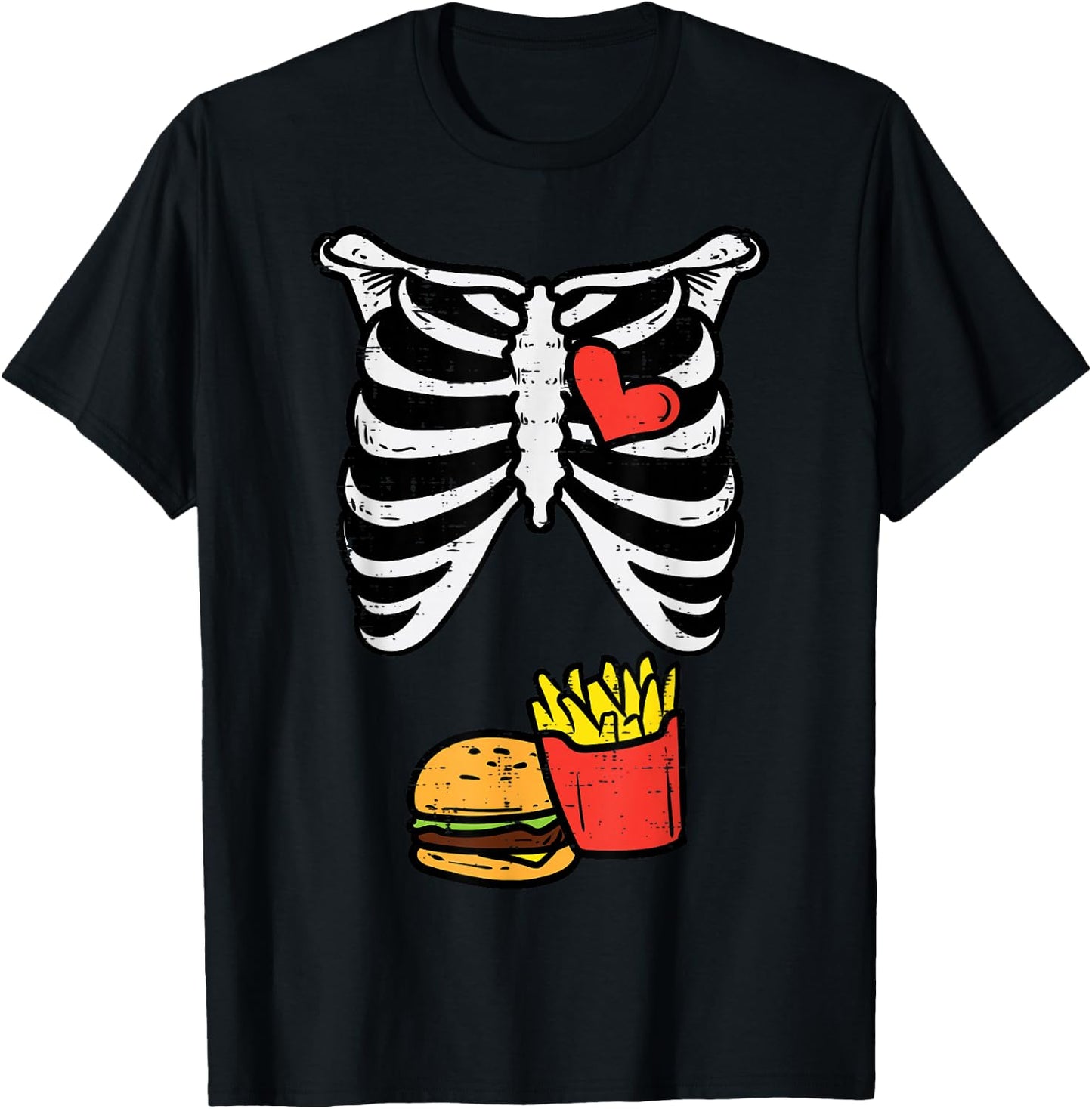 Halloween Skeleton Fries Burger Xray Costume Men Kids Women T-Shirt - T-Shirt | Black