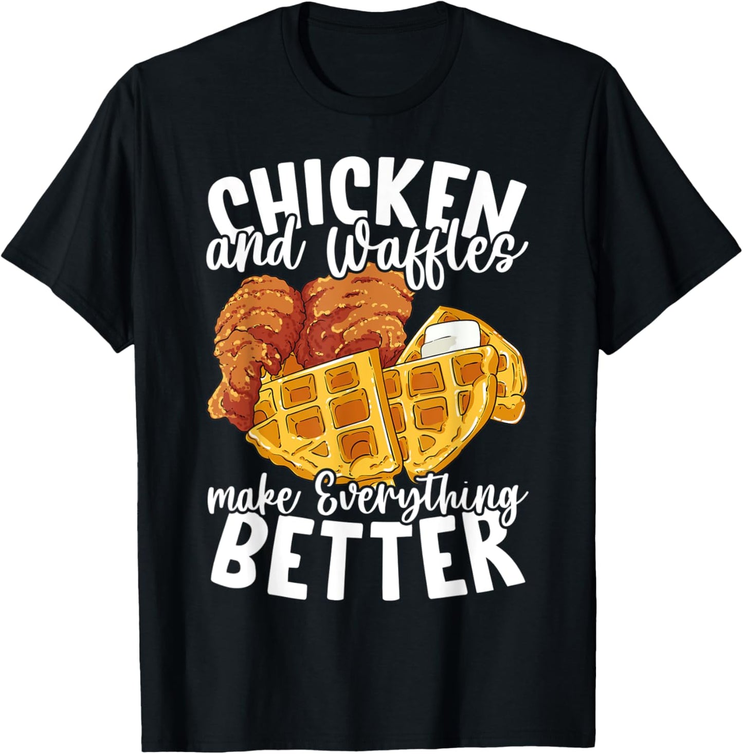 Chicken and Waffles Brunch Food Funny T-Shirt - T-Shirt | Black