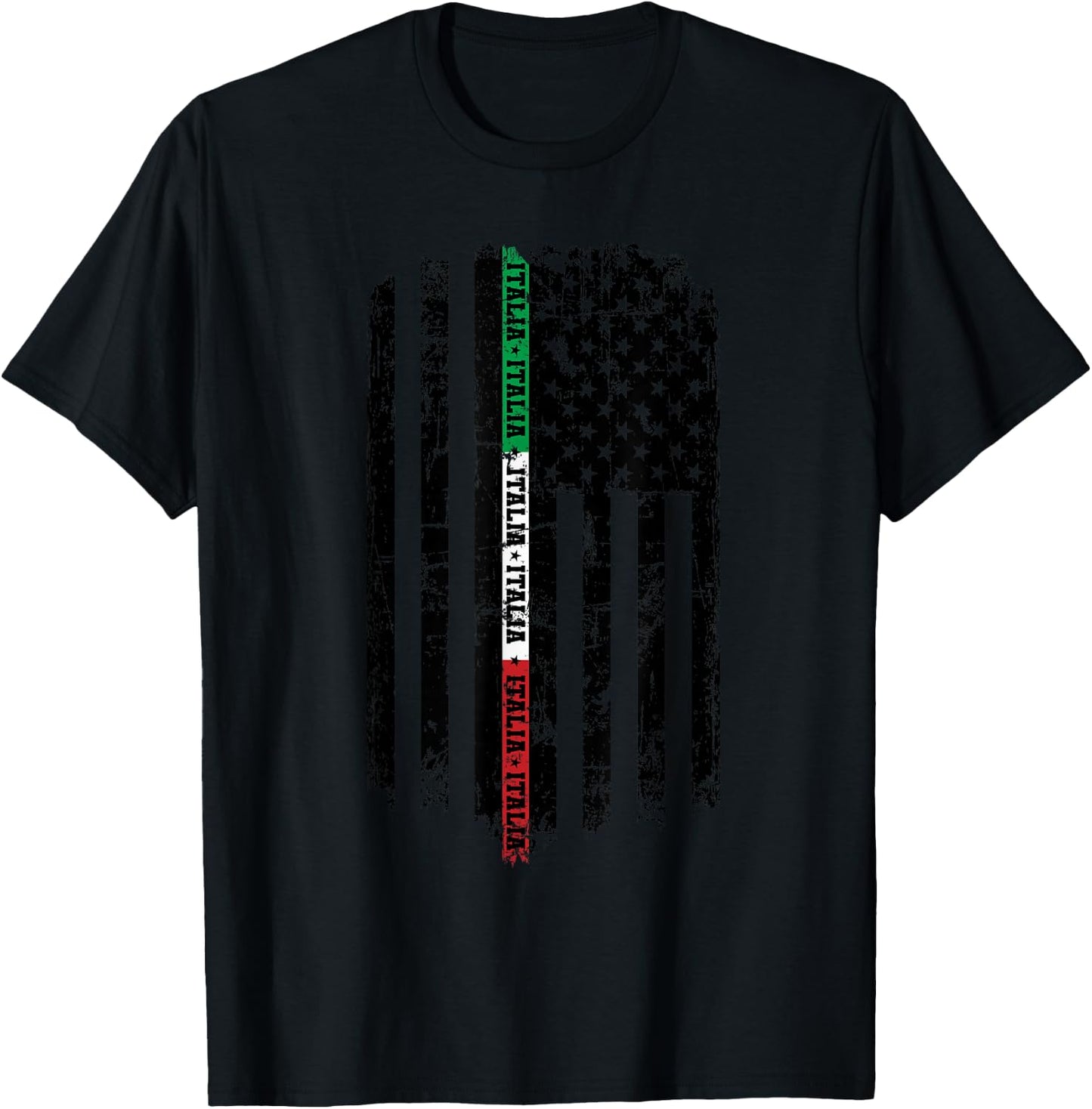 Italy Flag American Flag Italian Pride USA Patriotic T-Shirt - T-Shirt | Black
