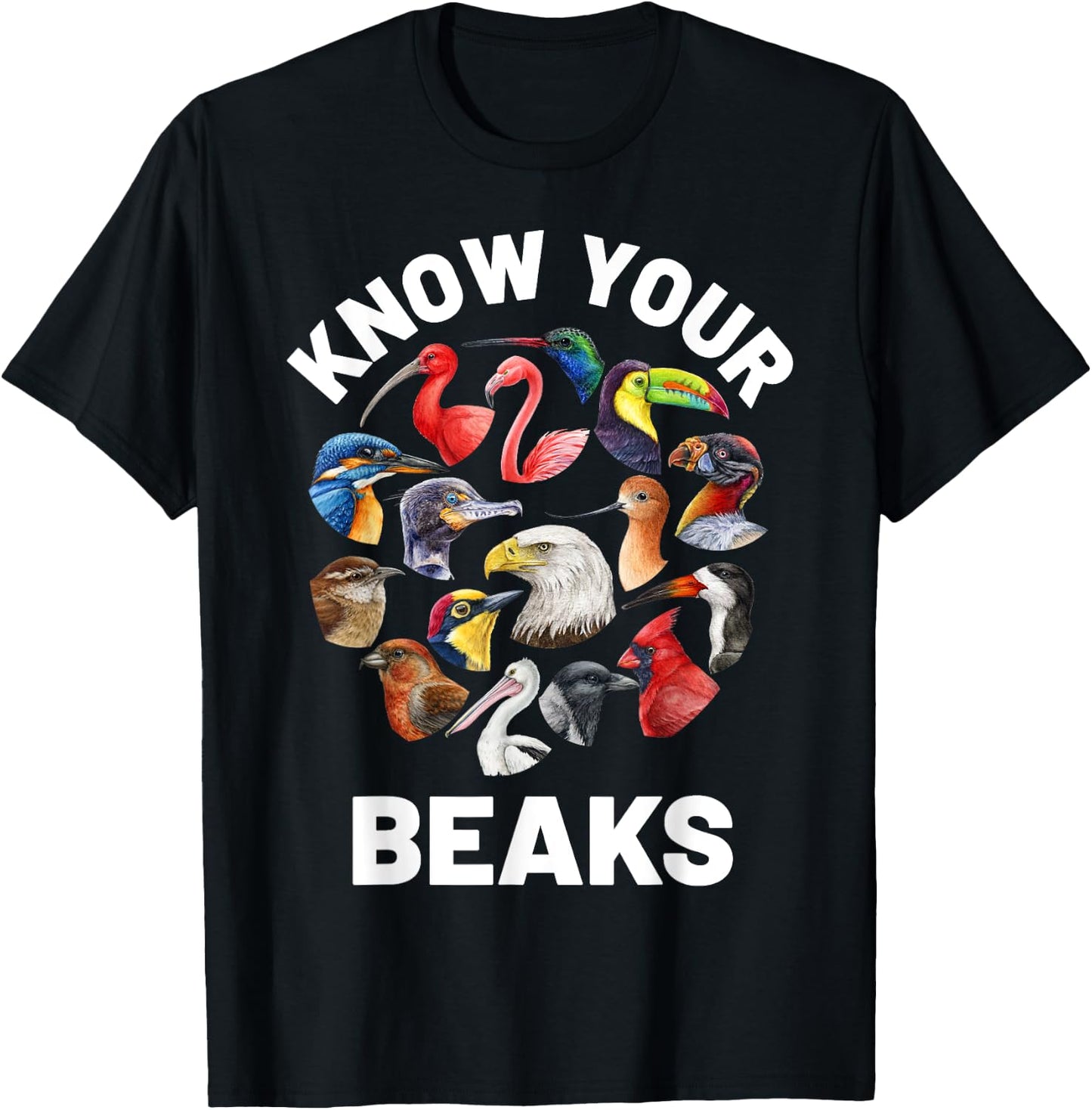 Know Your Beaks Types of Birds Shirt for Birdwatcher T-Shirt - T-Shirt | Black