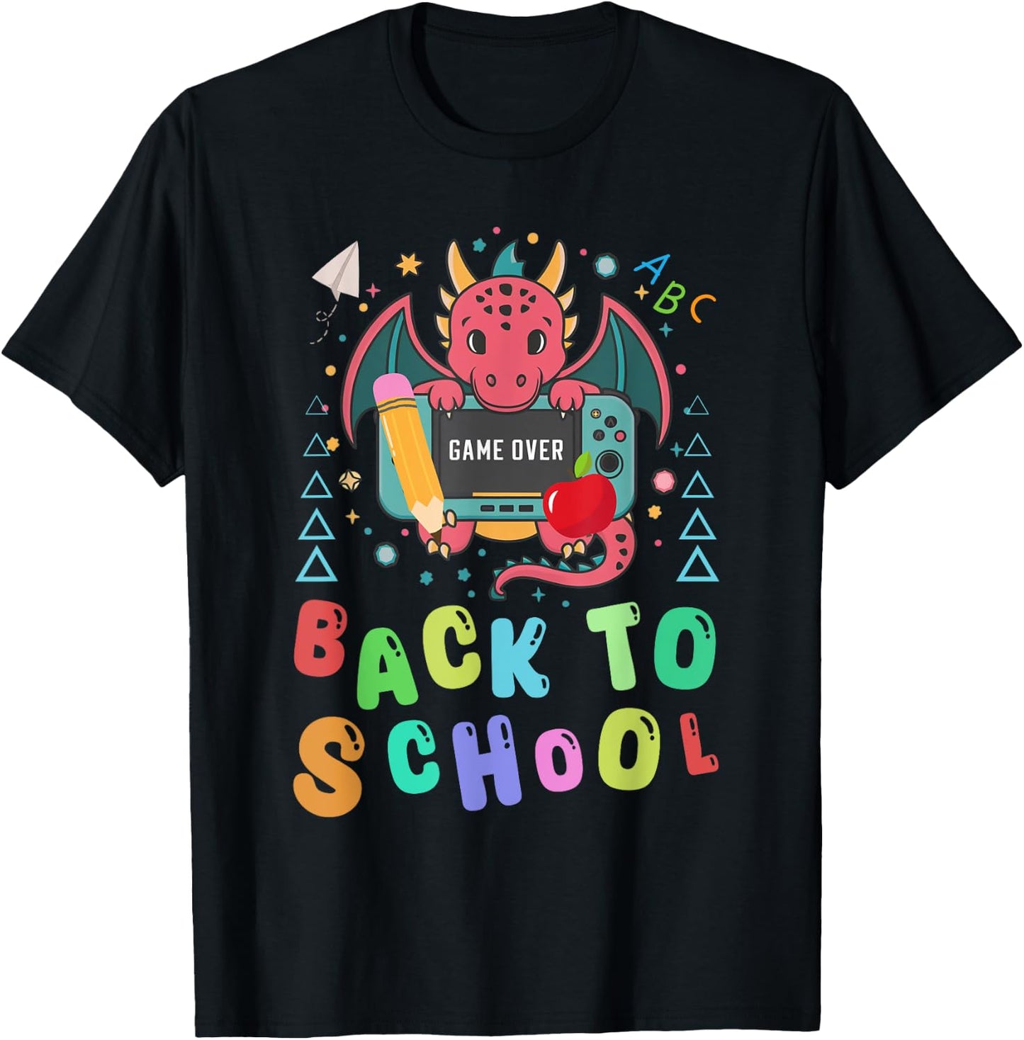 Funny Game Over Back To School Dragon Video Game Women Girls Kids T-Shirt - T-Shirt | Black
