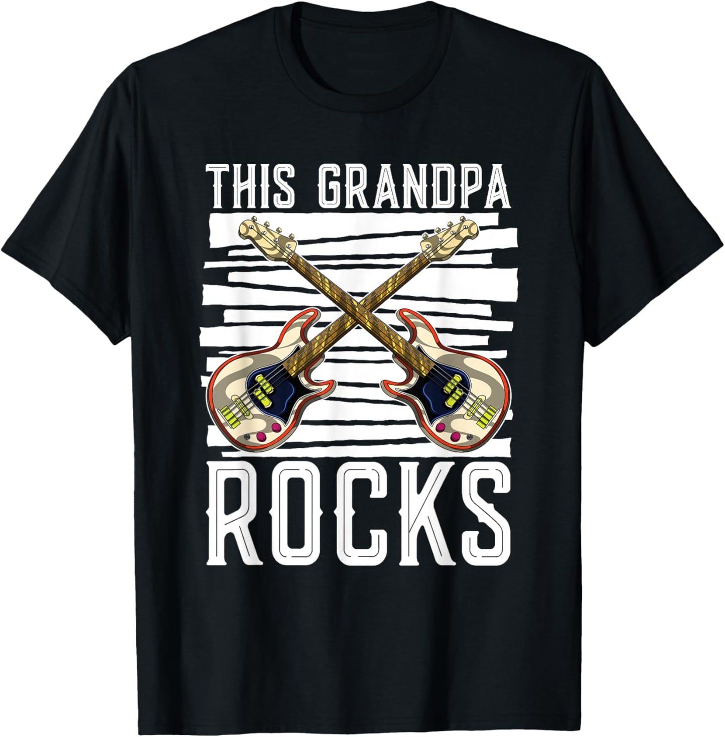 Funny Bassist Musician This Grandpa Rocks Bass Guitar T-Shirt - T-Shirt | Black