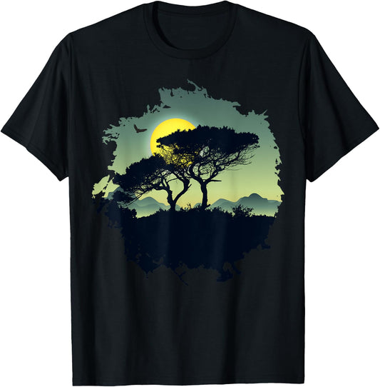 Beautiful Mountain, Nature Trees and Forest T-Shirt - T-Shirt | Black